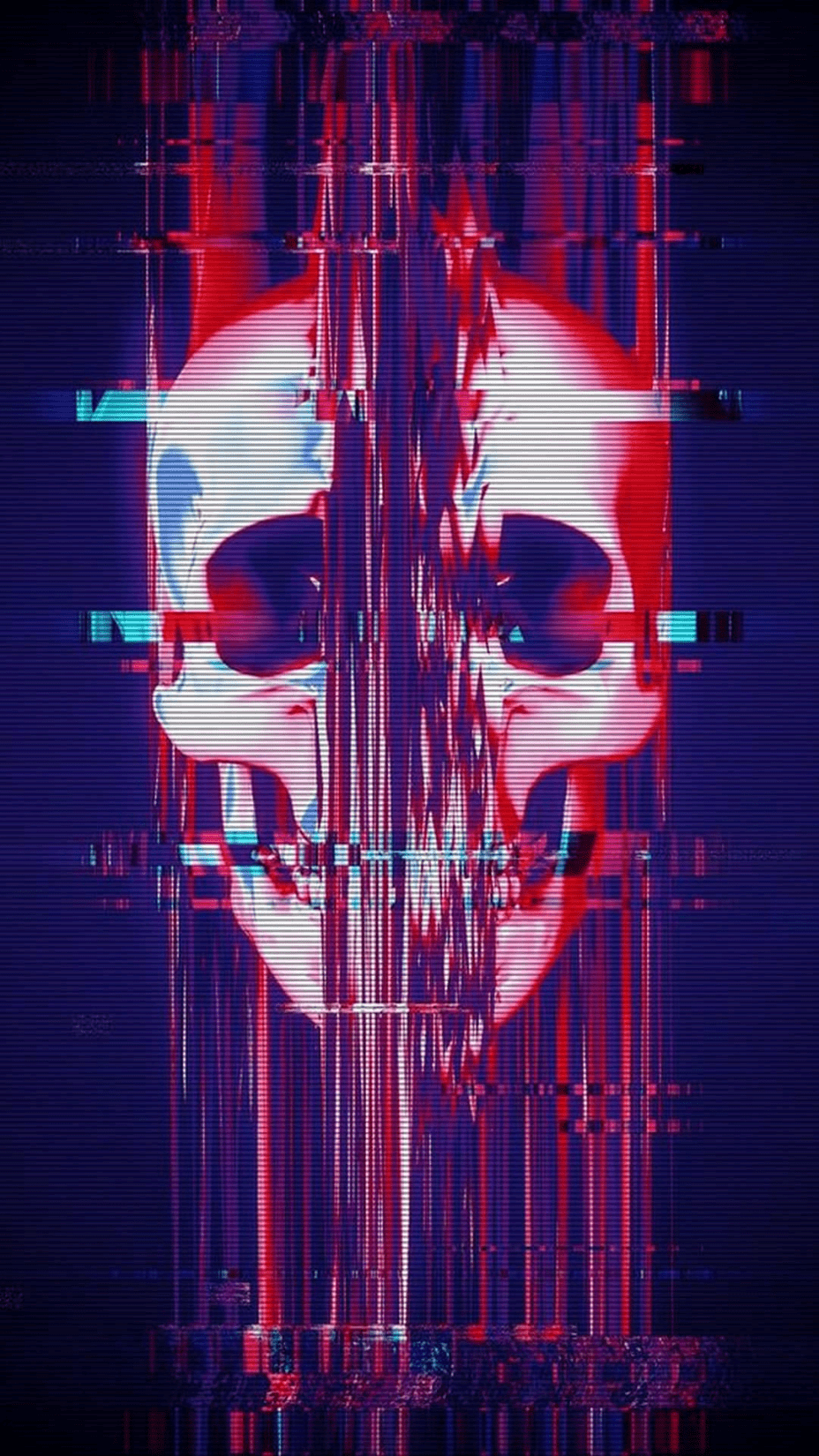 928x1650 Glitched Skull Wallpaper For Tech