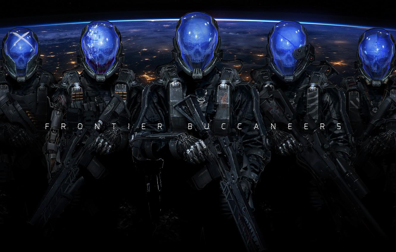 1332x850 Wallpaper weapons, fiction, the suit, soldiers, skull, helmet, cyborg, cyberpunk image for desktop, section фантастика
