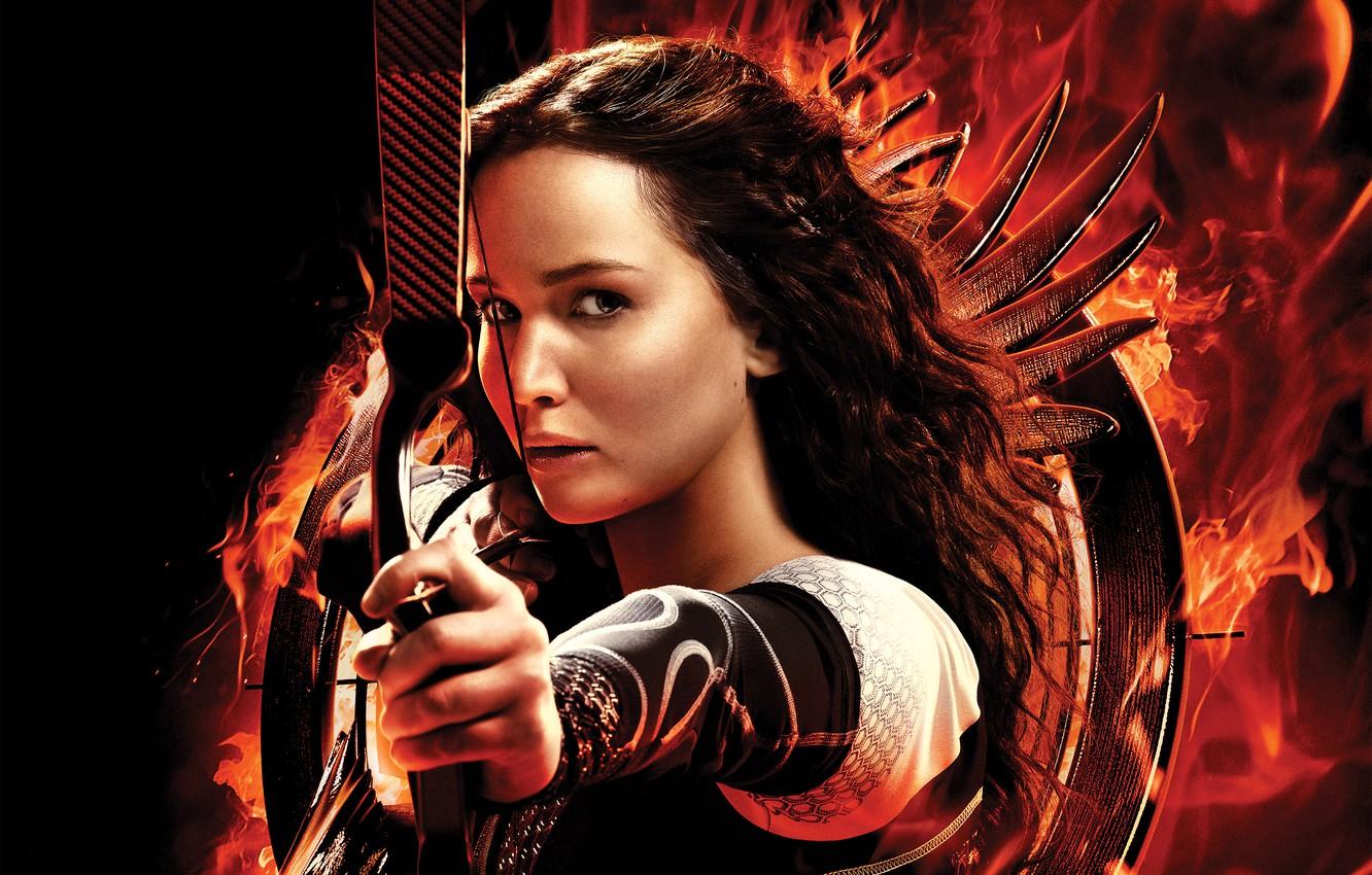 1332x850 Wallpaper girl, Action, rock, Fantasy, black, woman, beautiful, glamour, films, movie, film, Jennifer Lawrence, Weapons, Arrow, Adventure image for desktop, section фильмы