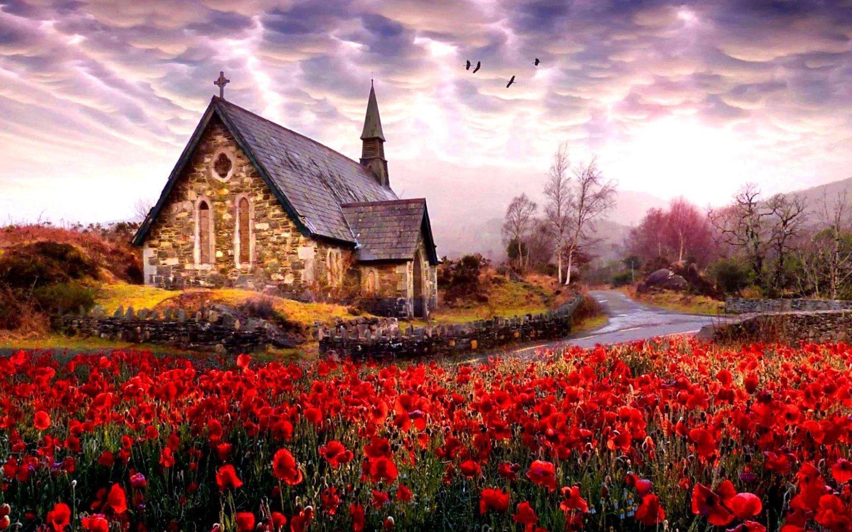1680x1050 Derrycunnihy Church Killarney National Park In The Republic Of