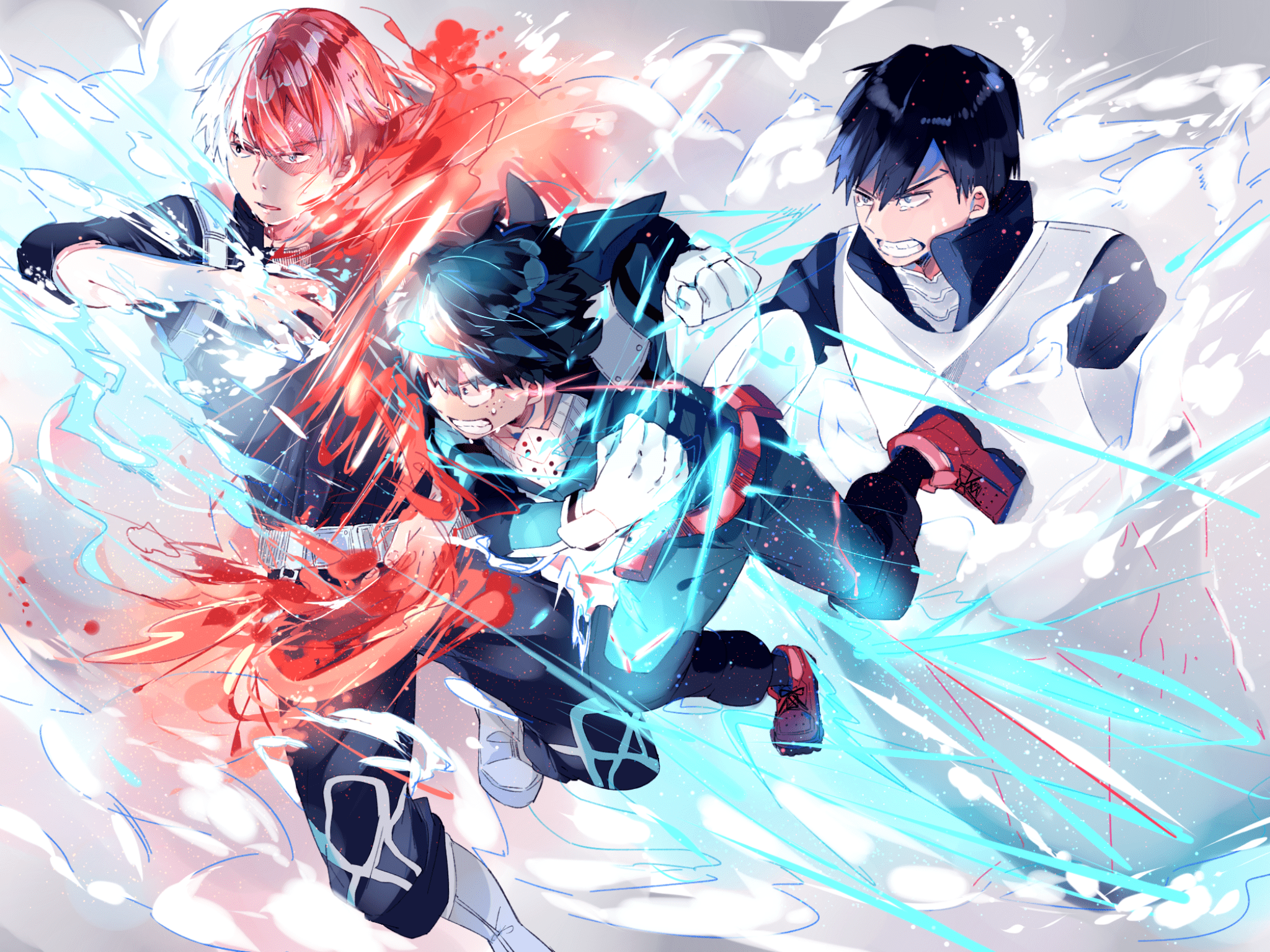 2048x1536 Download 2048x1536 Boku No Hero Academia, Todoroki Shouto, Midoriya Izuku, Iida Tenya, Fight Wallpaper for Ainol Novo 9 Spark