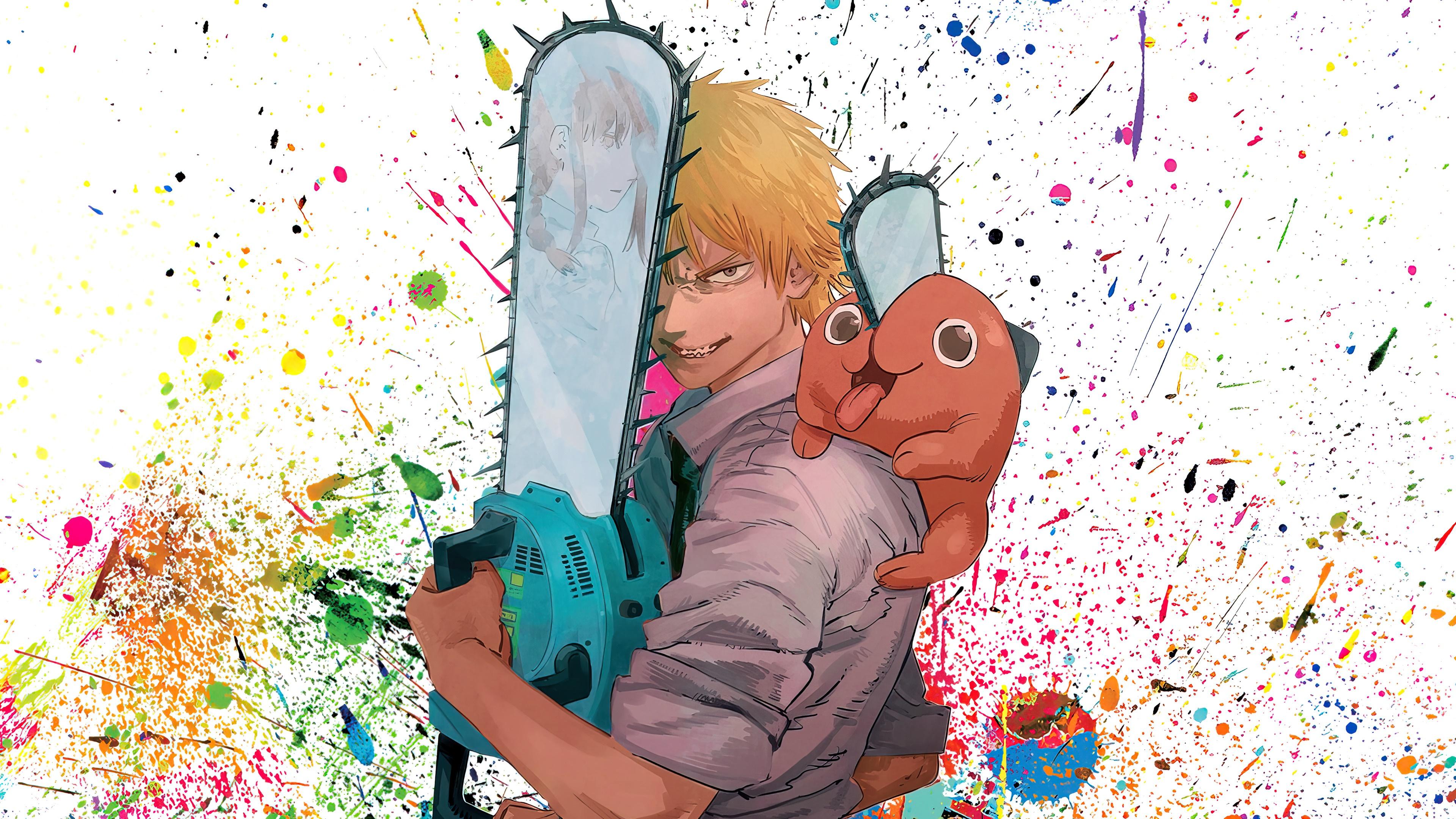 3840x2160 denji, pochita, chainsaw man, anime, 4k, pc, wallpaper HD Wallpaper
