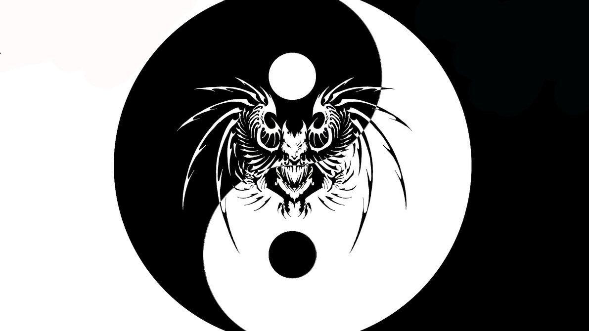 1191x670 Ying Yang Dragon Wallpaper By En Ryuu