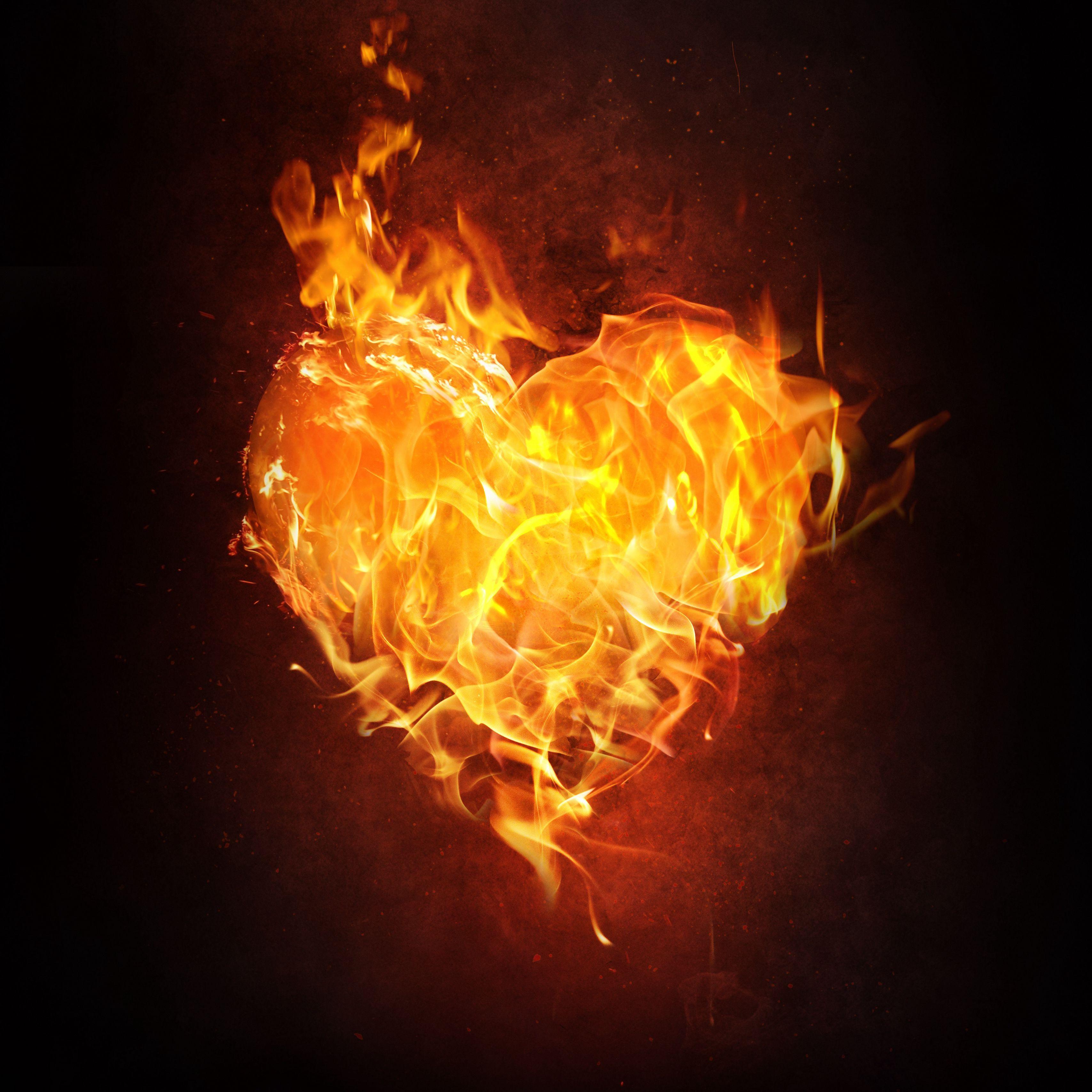 3415x3415 Download wallpaper 3415x3415 heart, fire, flame, dark ipad pro 12.9 retina for parallax HD background