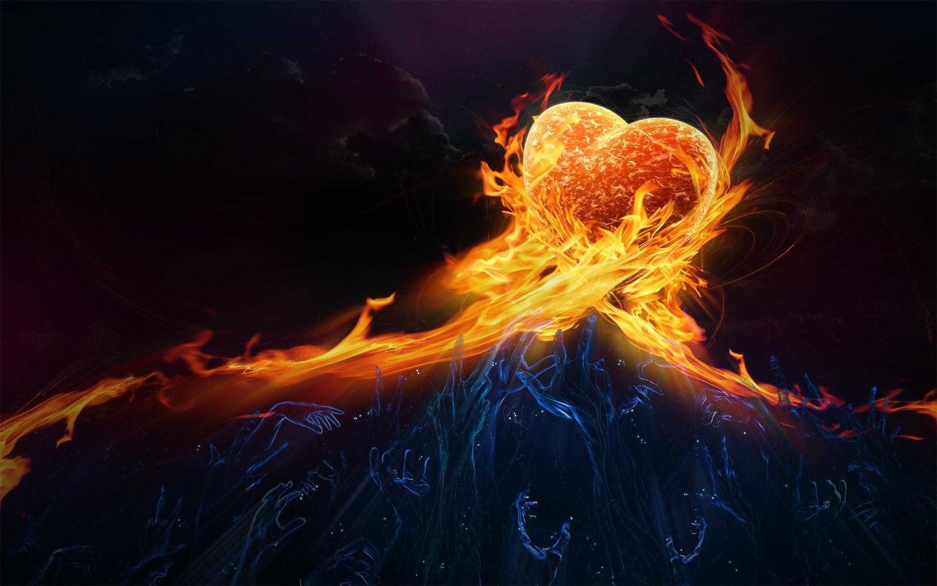 1920x1200 Flaming Heat, Heart, Flame, Fire, Hand, Digital Art Wallpaper. Flaming Heat, Heart, Flame, Fire, Hand, Digital Ar