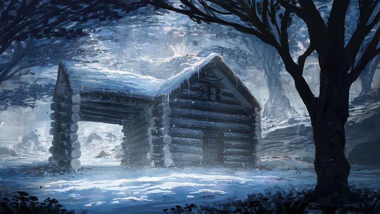 1280x720 Picture Gothic Fantasy Fantasy Wooden Trees Building