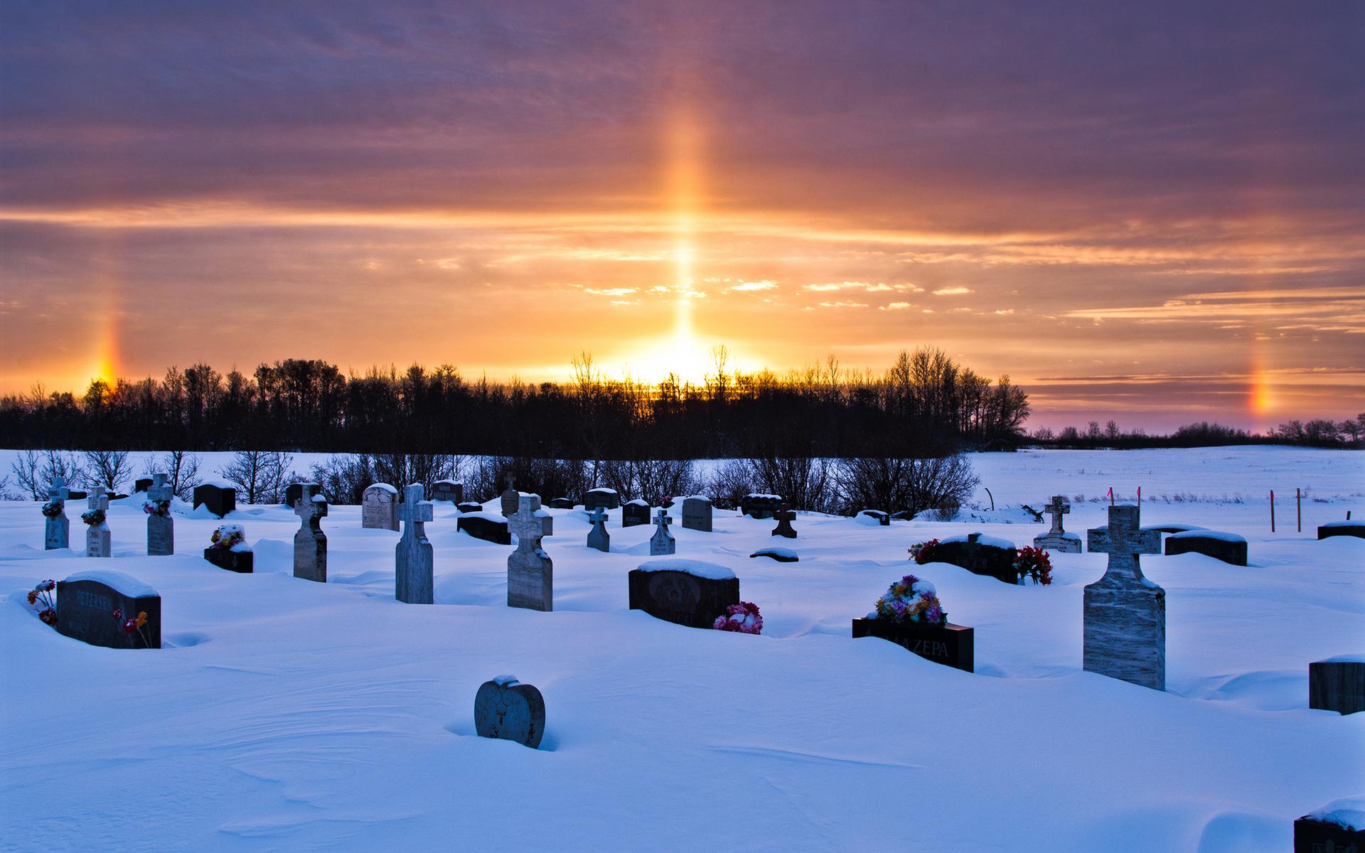 1920x1200 nature, Landscapes, Winter, Snow, Seasons, Cold, Trees, Scenic, Sunset, Sunrise, Sky, Clouds, Dark, Cemetery, Grave, Headstone, Sad, Sorrow, Death, Stone, Signs, Gothic Wallpaper HD / Desktop and Mobile Background