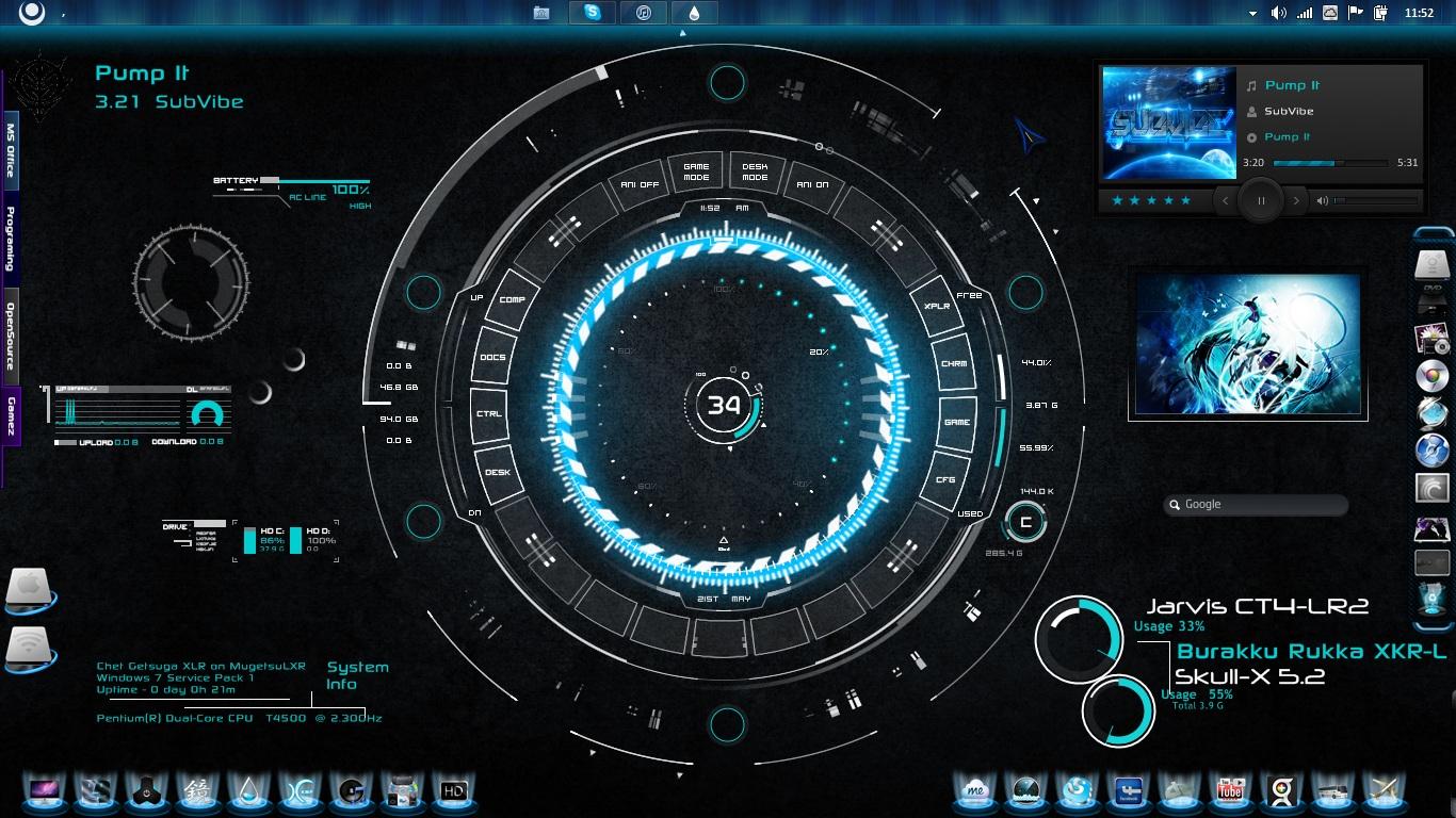 1366x768 Blue circle wallpaper