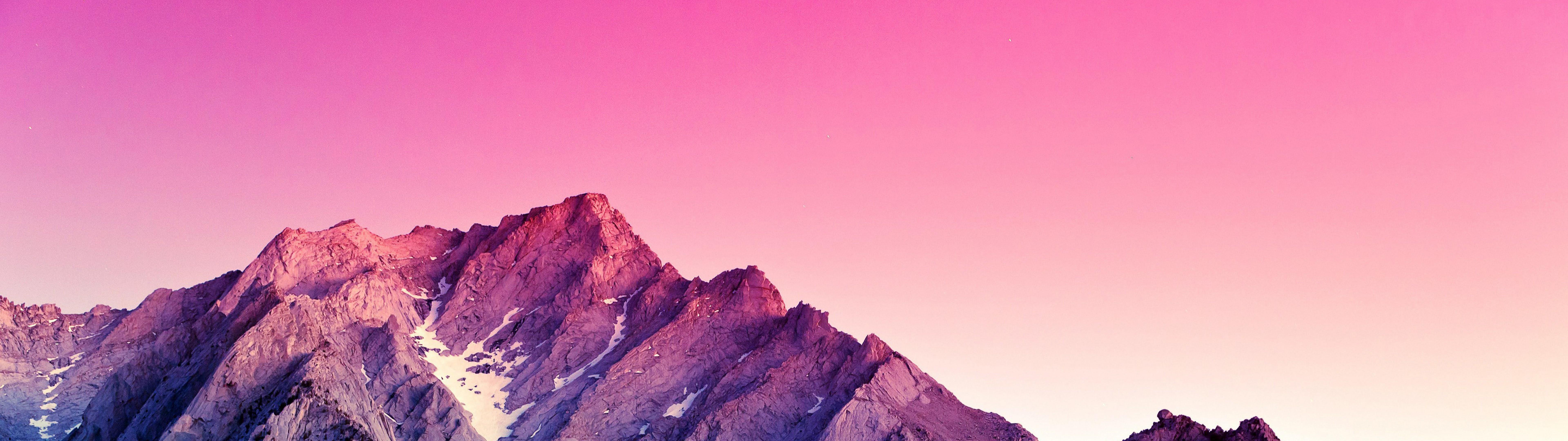 7680x2160 Mountain Purple Sky 4K Wallpaper