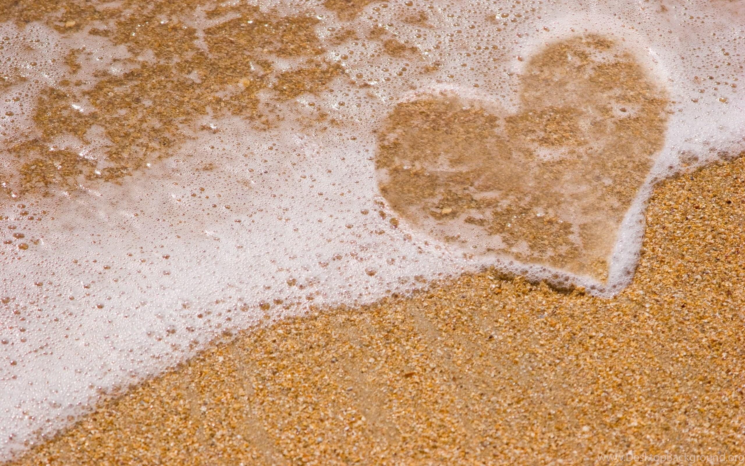 2560x1600 Water Heart Beach Love Wallpaper HD For Desktop & Mobile Desktop Background