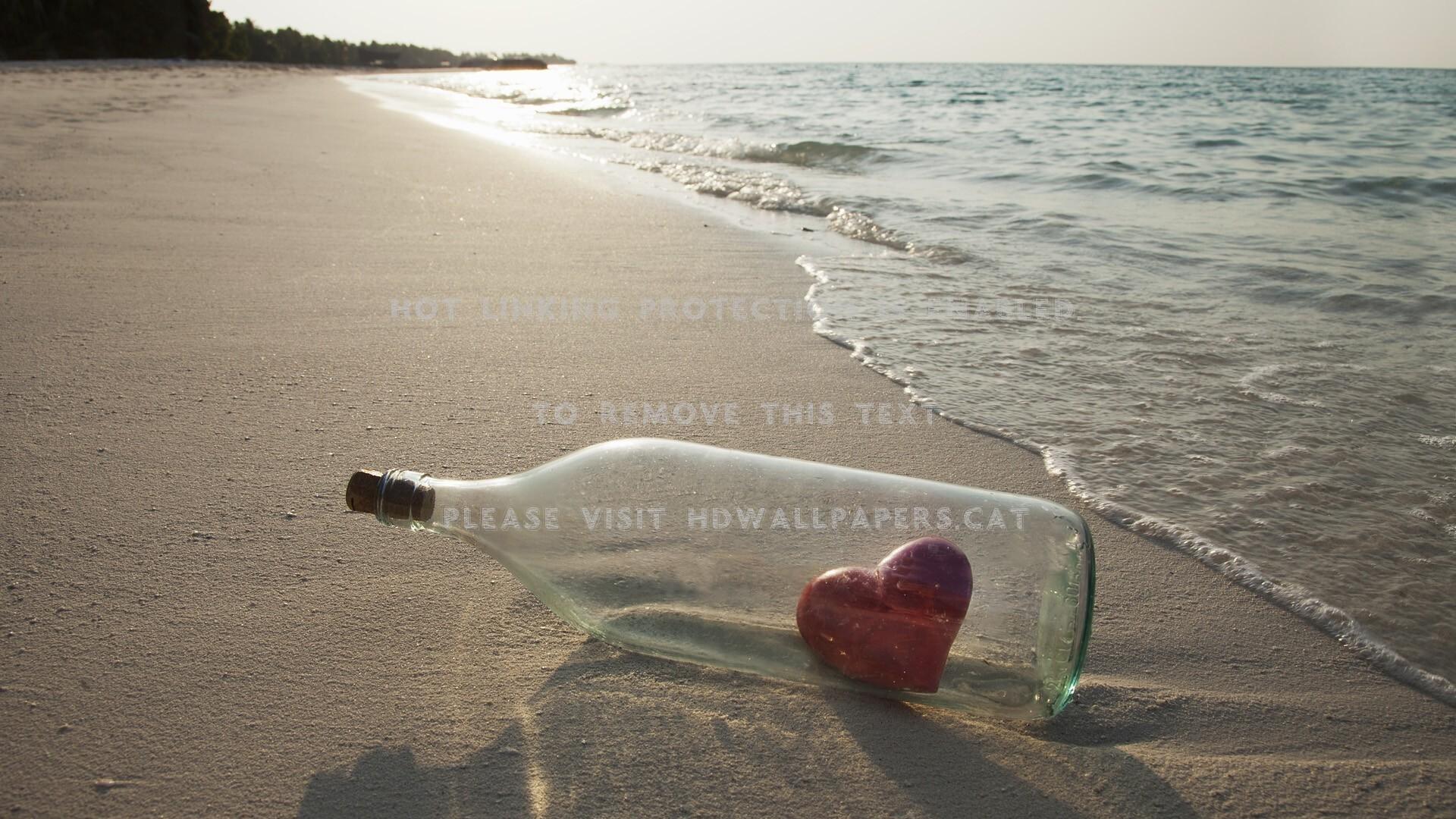 1920x1080 desperate for love bottle beach soft hearts