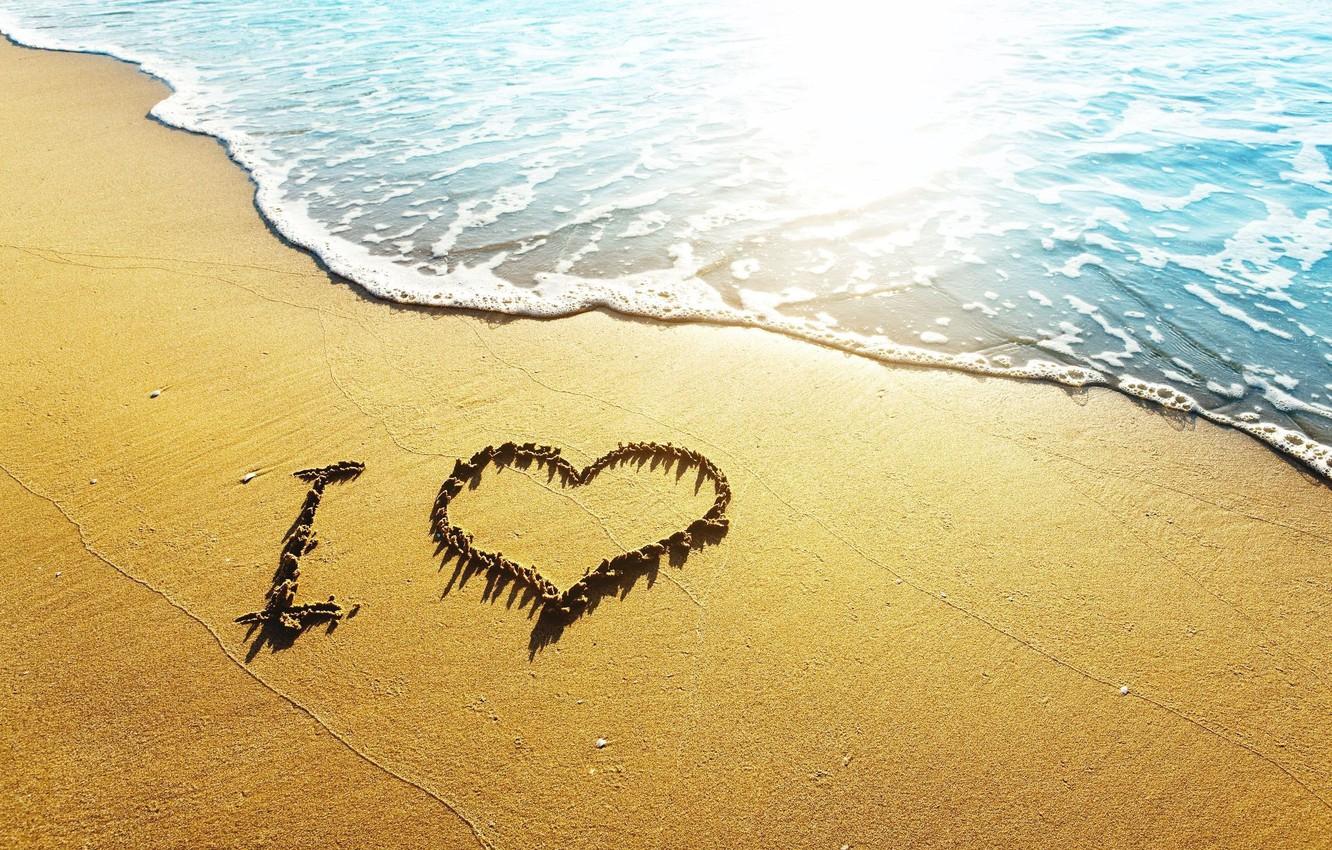 1332x850 Photo Wallpaper Sand, Sea, Beach, Water, Love, Background