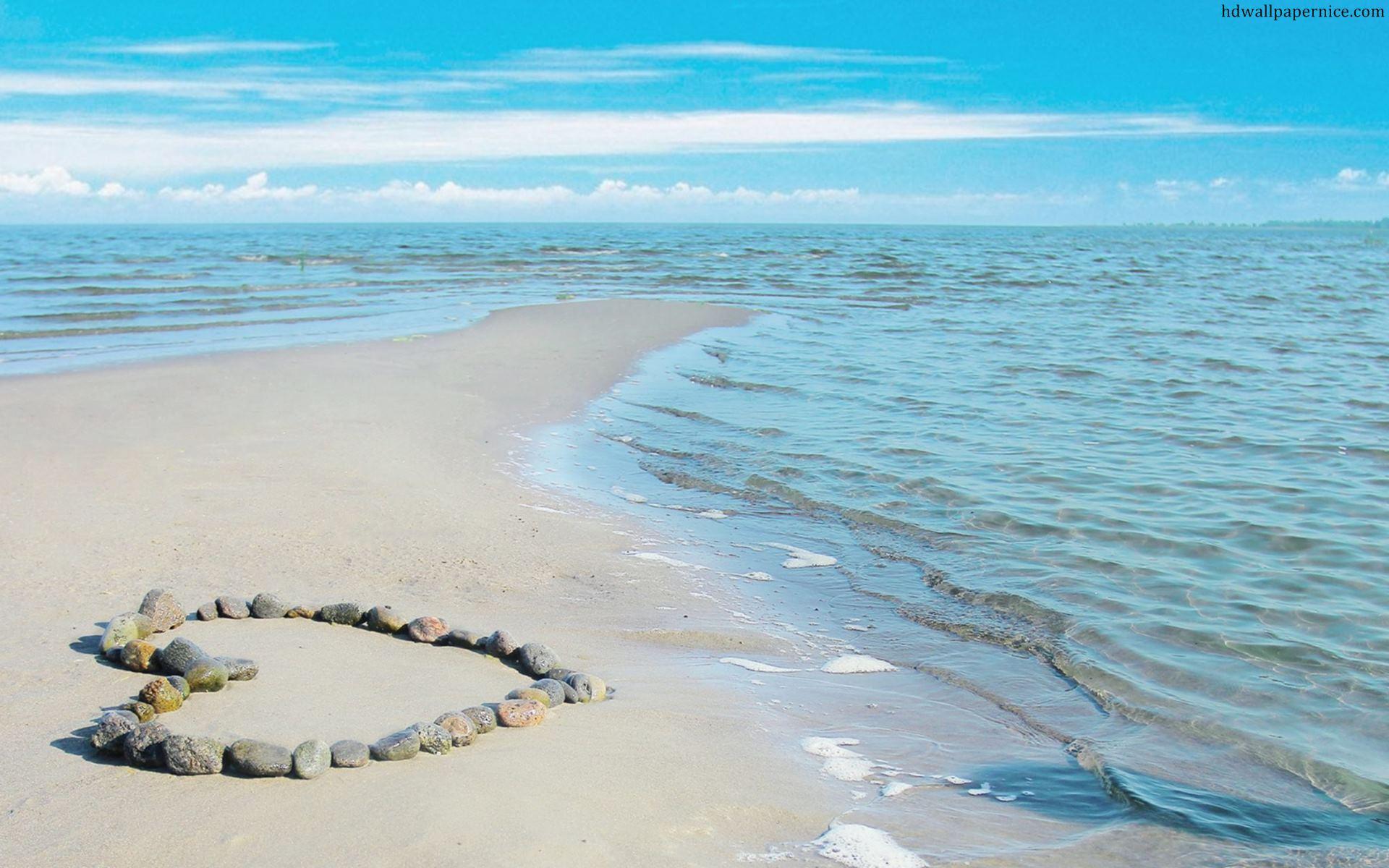 1920x1200 Stone Heart On Beach Love Pics HD Wallpaper