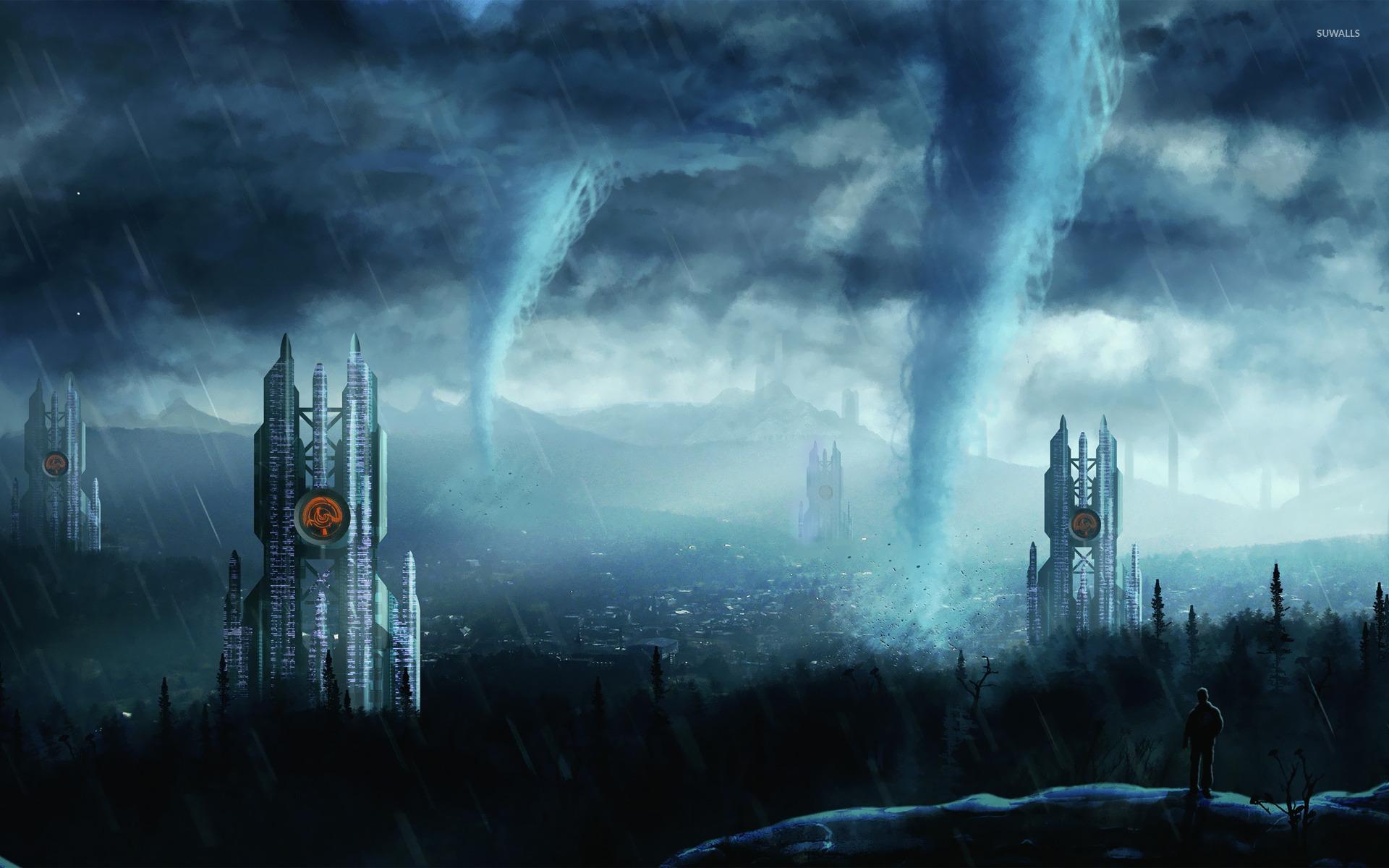 1920x1200 Storm in the city wallpaper wallpaper