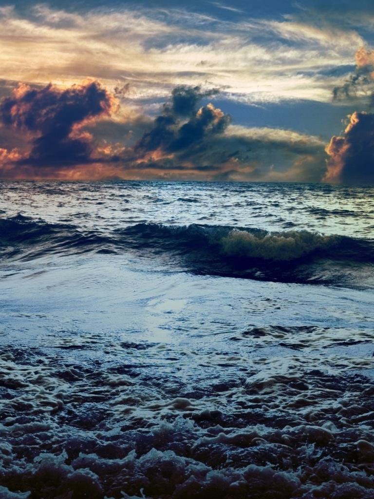 768x1024 Dark Ocean Calico Clouds Storm iPad mini wallpaper