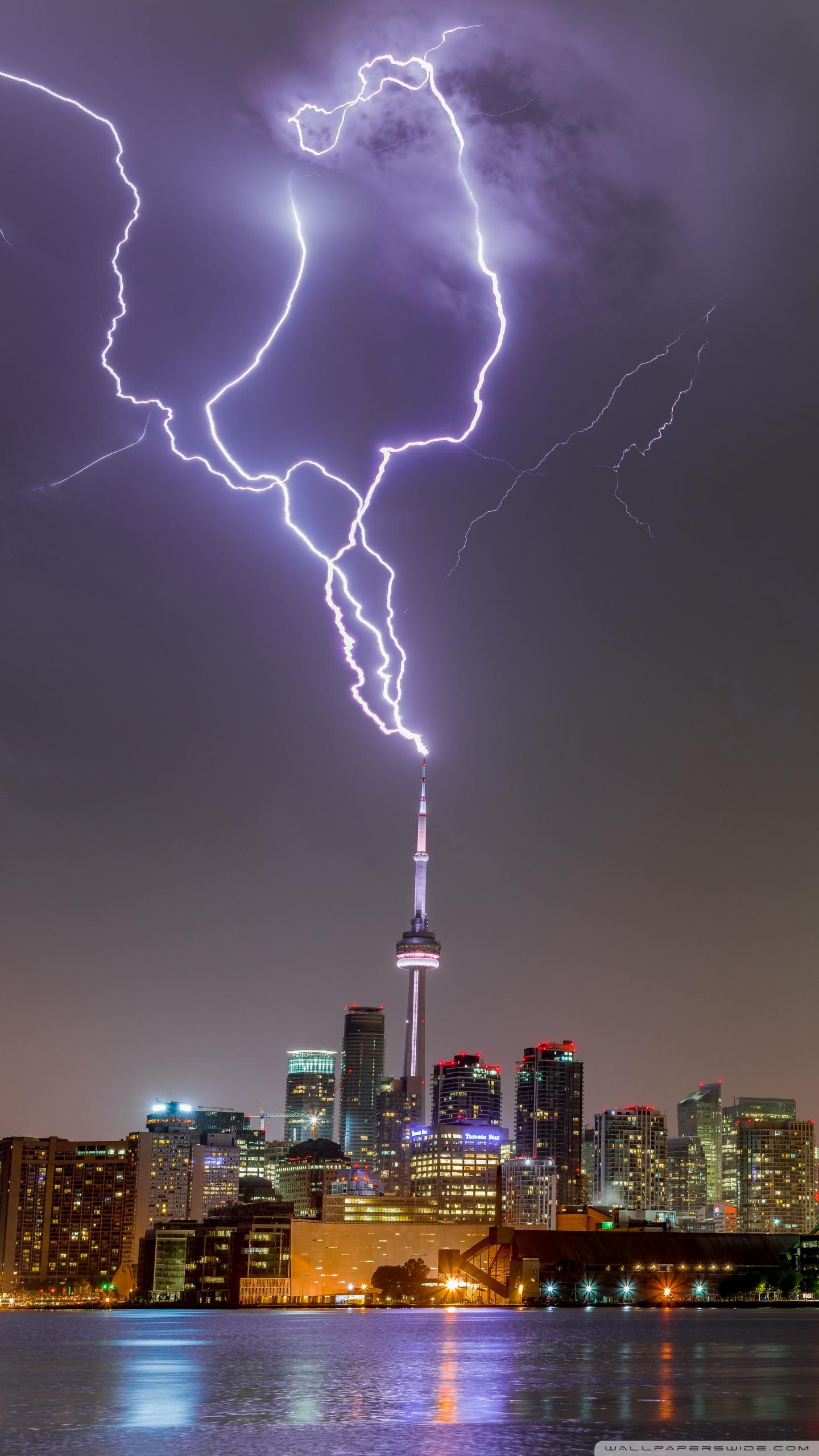 1440x2560 CN Tower Lightning Strike, Toronto, City, Thunderstorm Ultra HD Desktop Background Wallpaper for 4K UHD TV : Widescreen & UltraWide Desktop & Laptop : Tablet