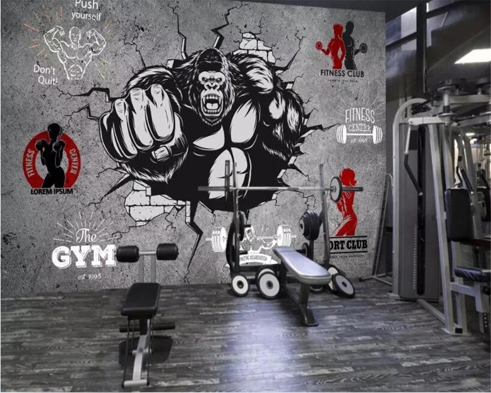 1000x800 beibehang wallpaper for walls in rolls Living room wallpaper custom creative gorilla broken wall gym background 3D wallpaper. Wallpaper