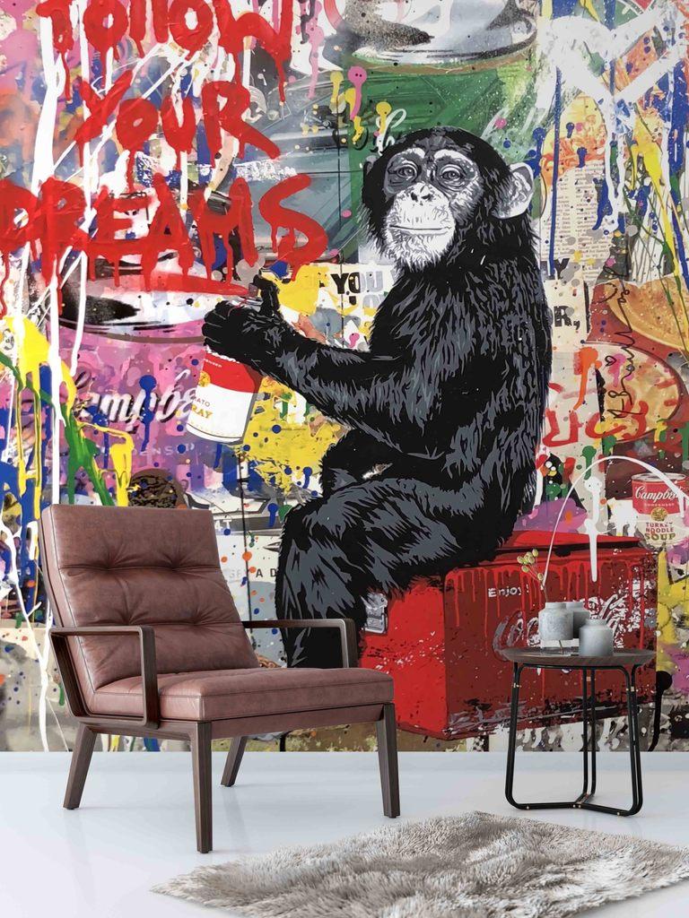 768x1024 3D Gorilla Graffiti Wall Mural Wallpaper 60