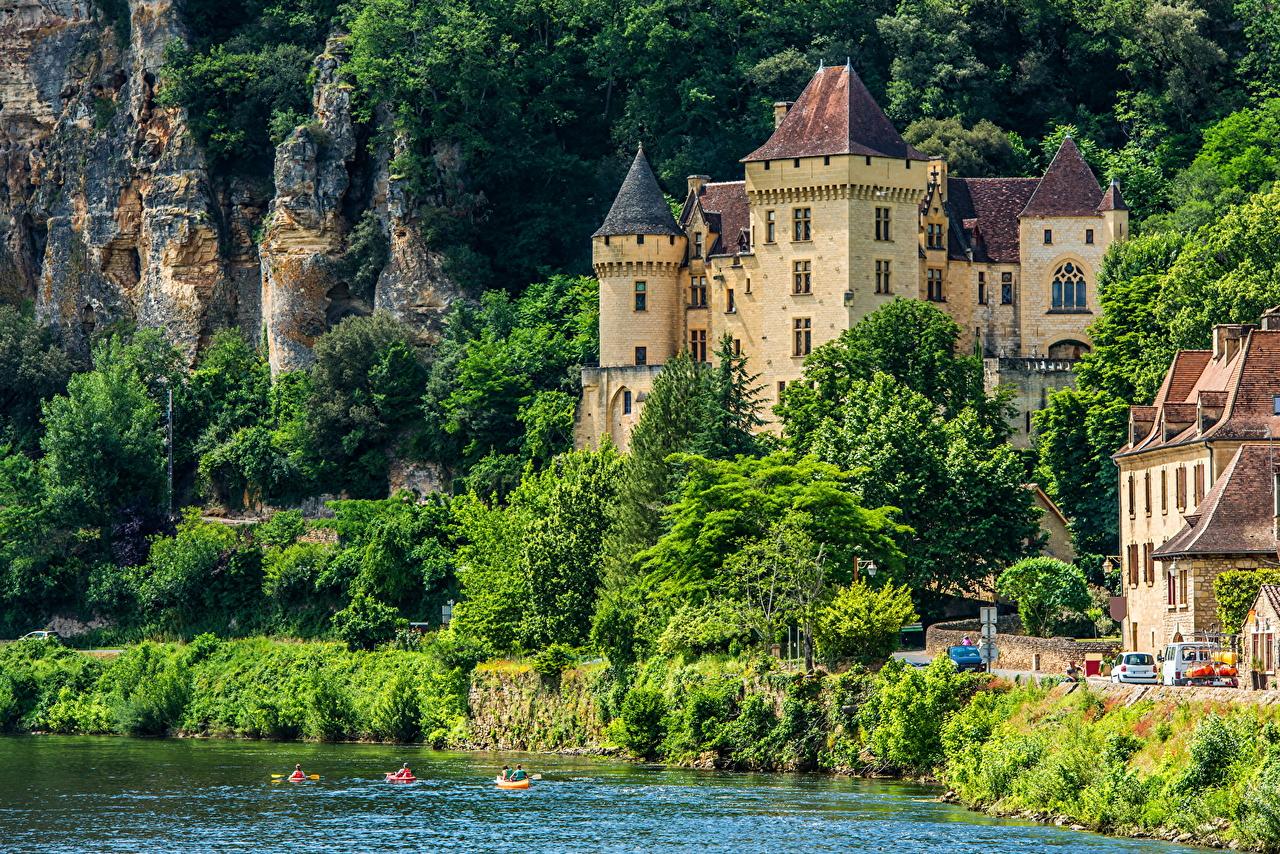 1280x854 Wallpaper France Village La Roque Gageac Castles Rivers Cities