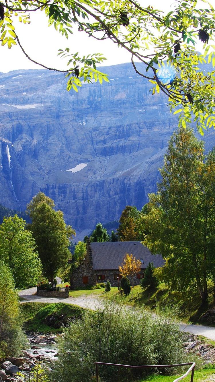 750x1334 France, Village, Trees, Mountains, Road, House 750x1334 IPhone 8 7 6 6S Wallpaper, Background, Picture, Image