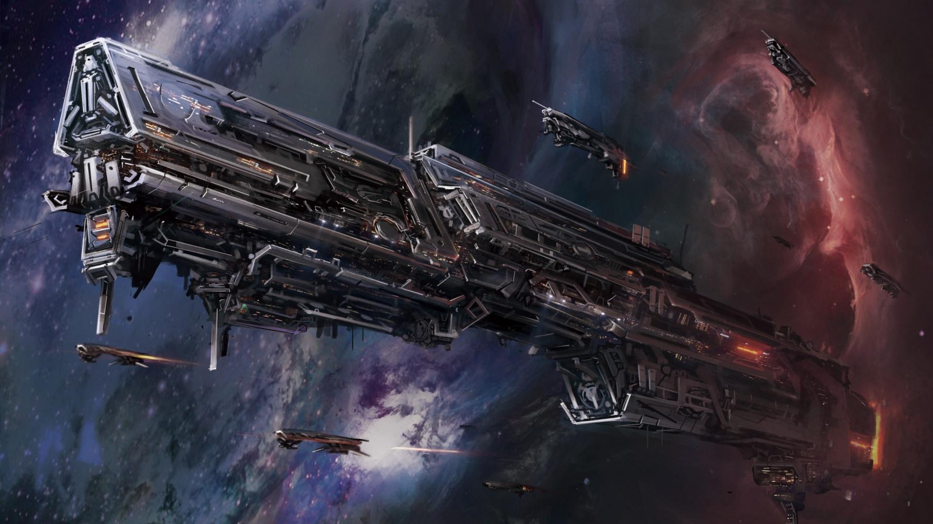 1920x1080 Spaceship Spacecraft Vehicles Sci Fi Space Futuristic Art Wallpaperx1080