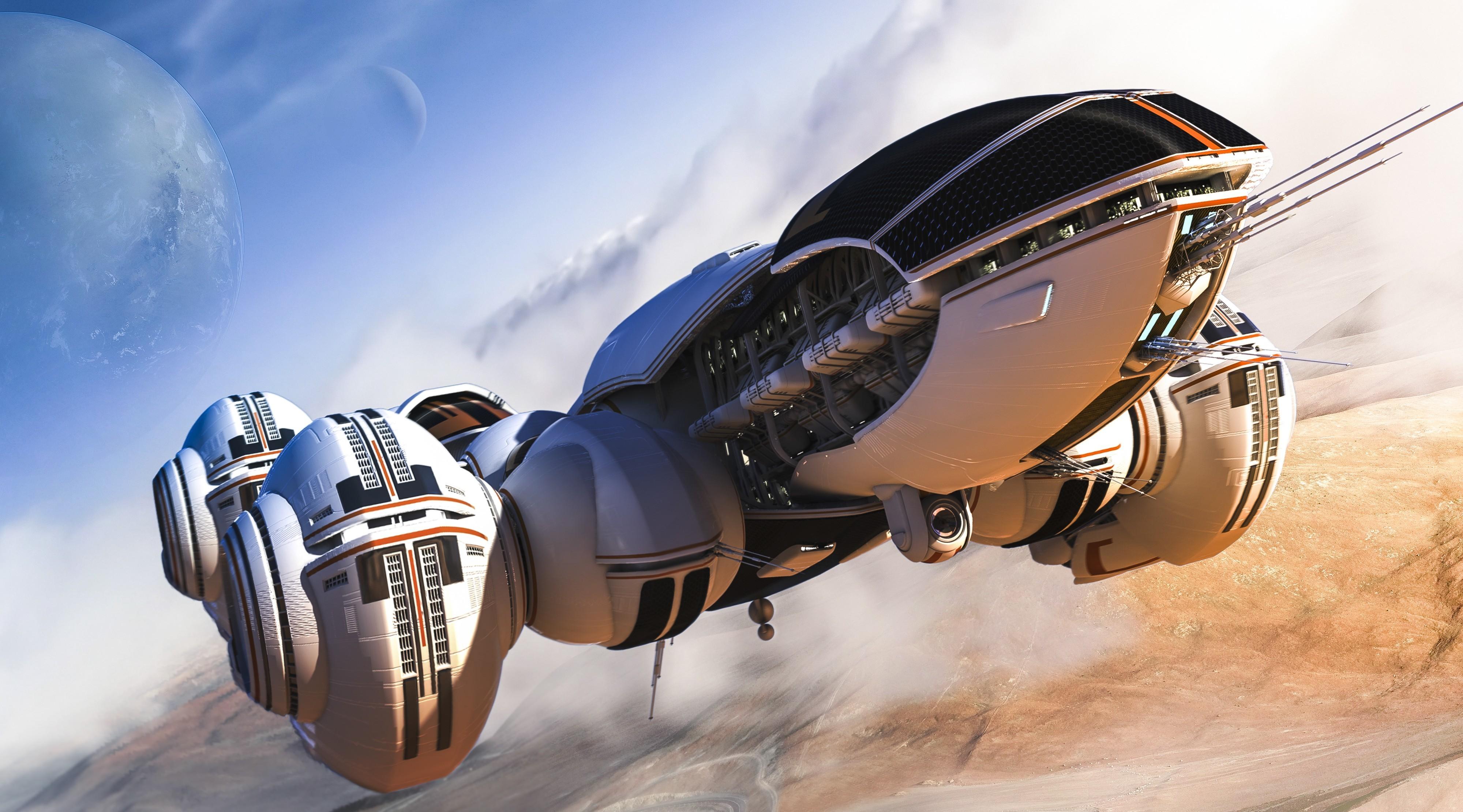 3999x2221 Download wallpaper Sci Fi Spaceship with tags: iMac