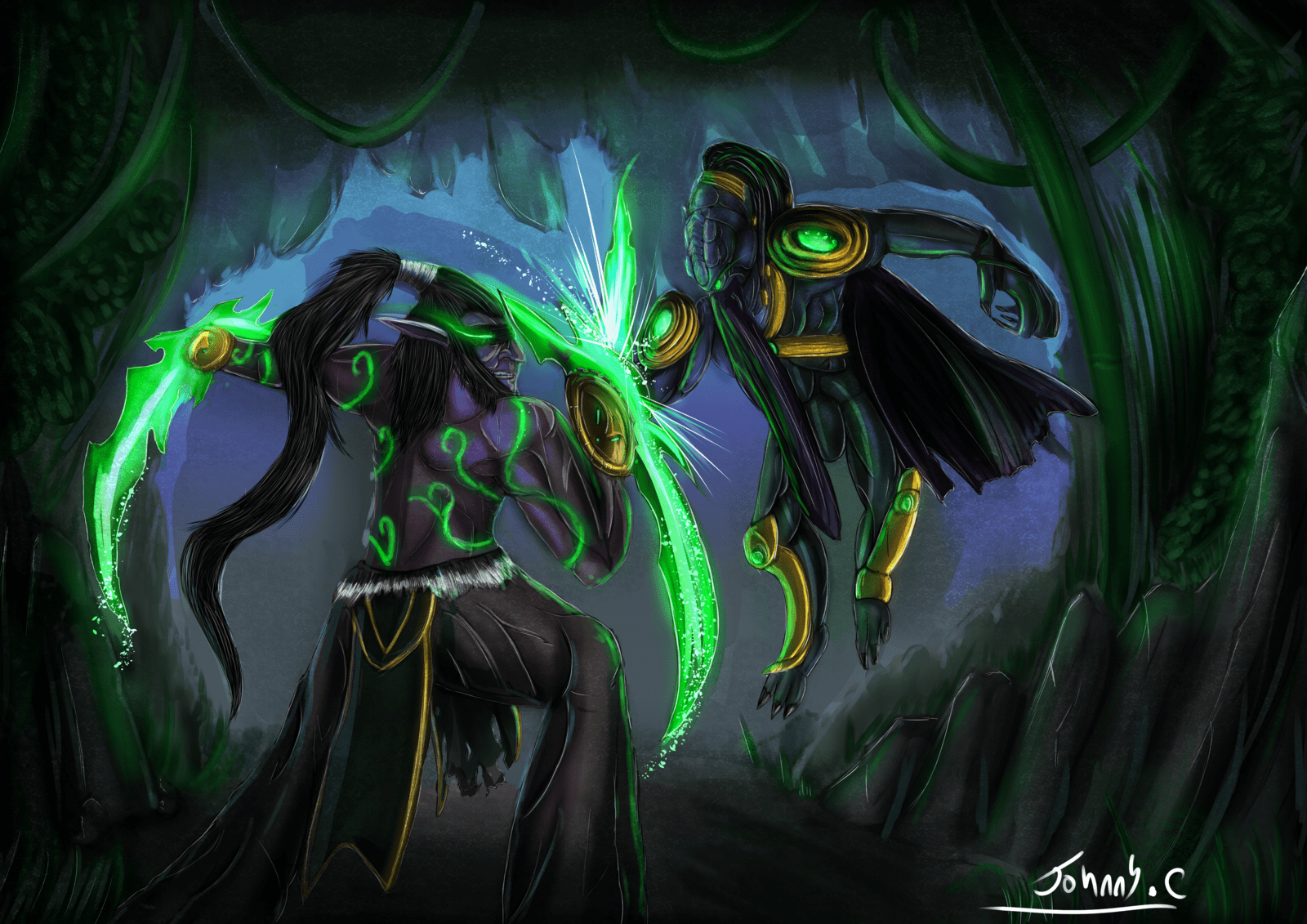 1600x1131 More Like illidan the betrayer Vs Zeratul the Dark