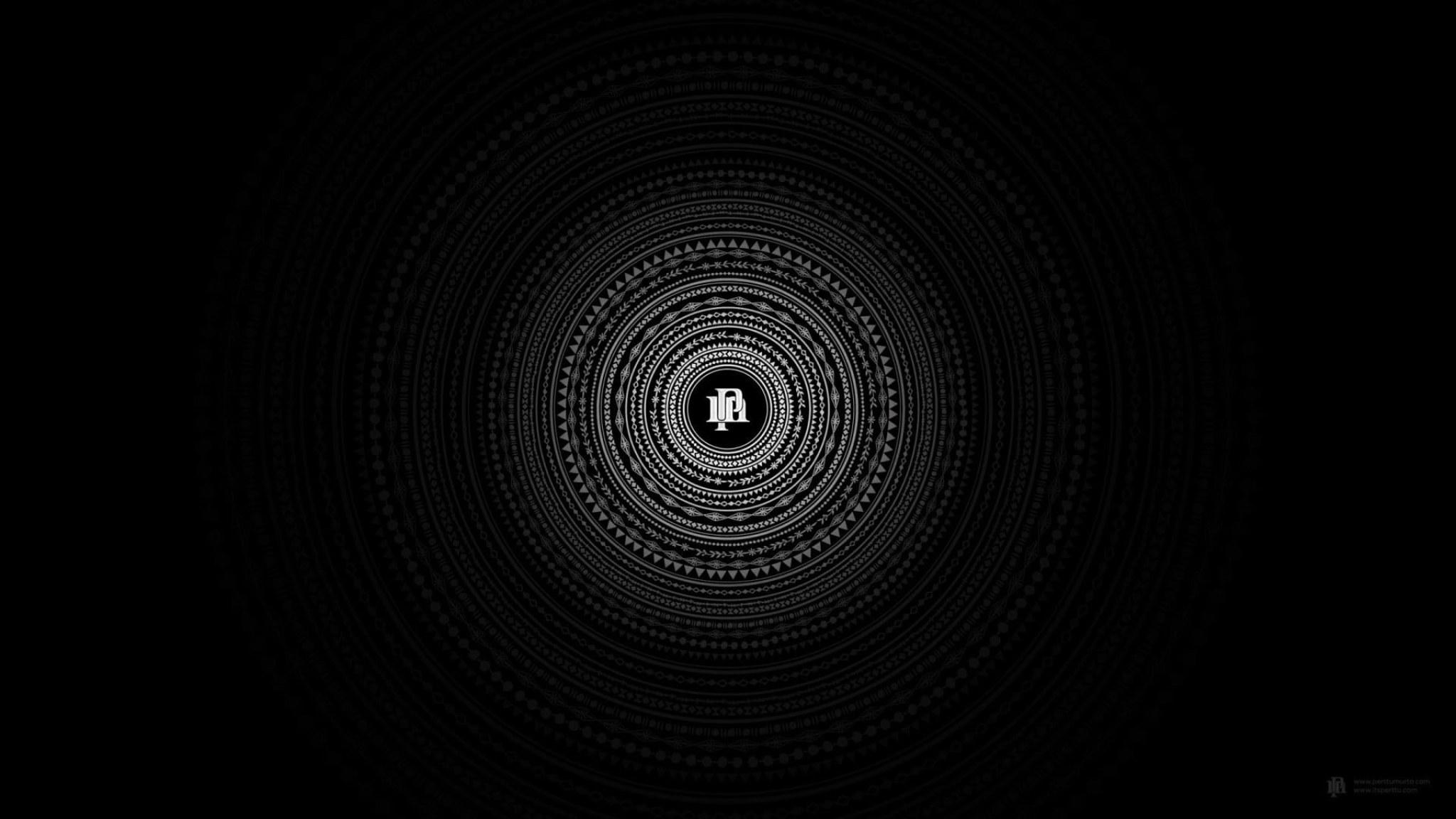 2048x1152 Wallpaper Minimalism Circle Black, Mandala, Geometric • Wallpaper For You HD Wallpaper For Desktop & Mobile