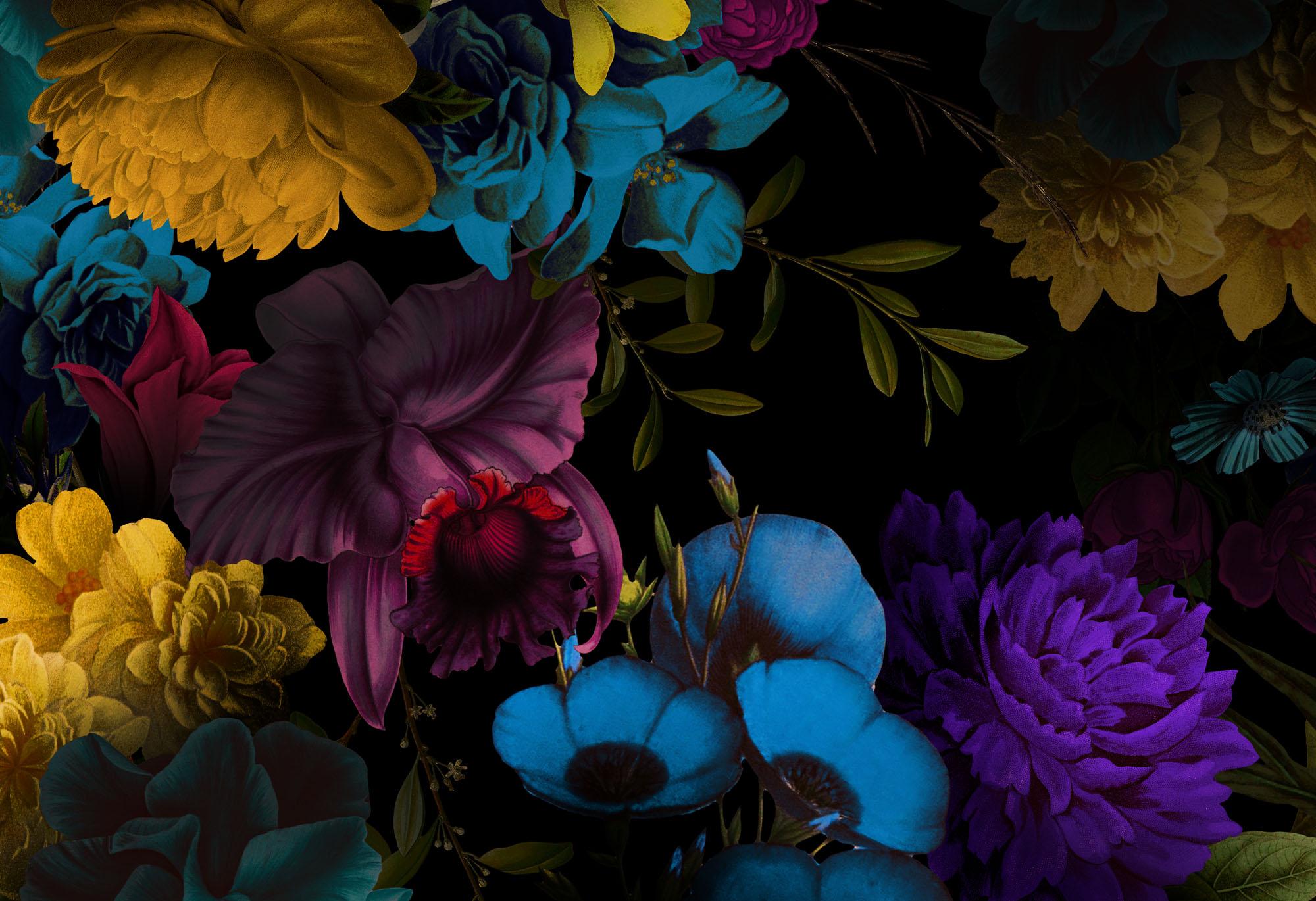 2000x1370 Dark Neon Floral Wallpaper