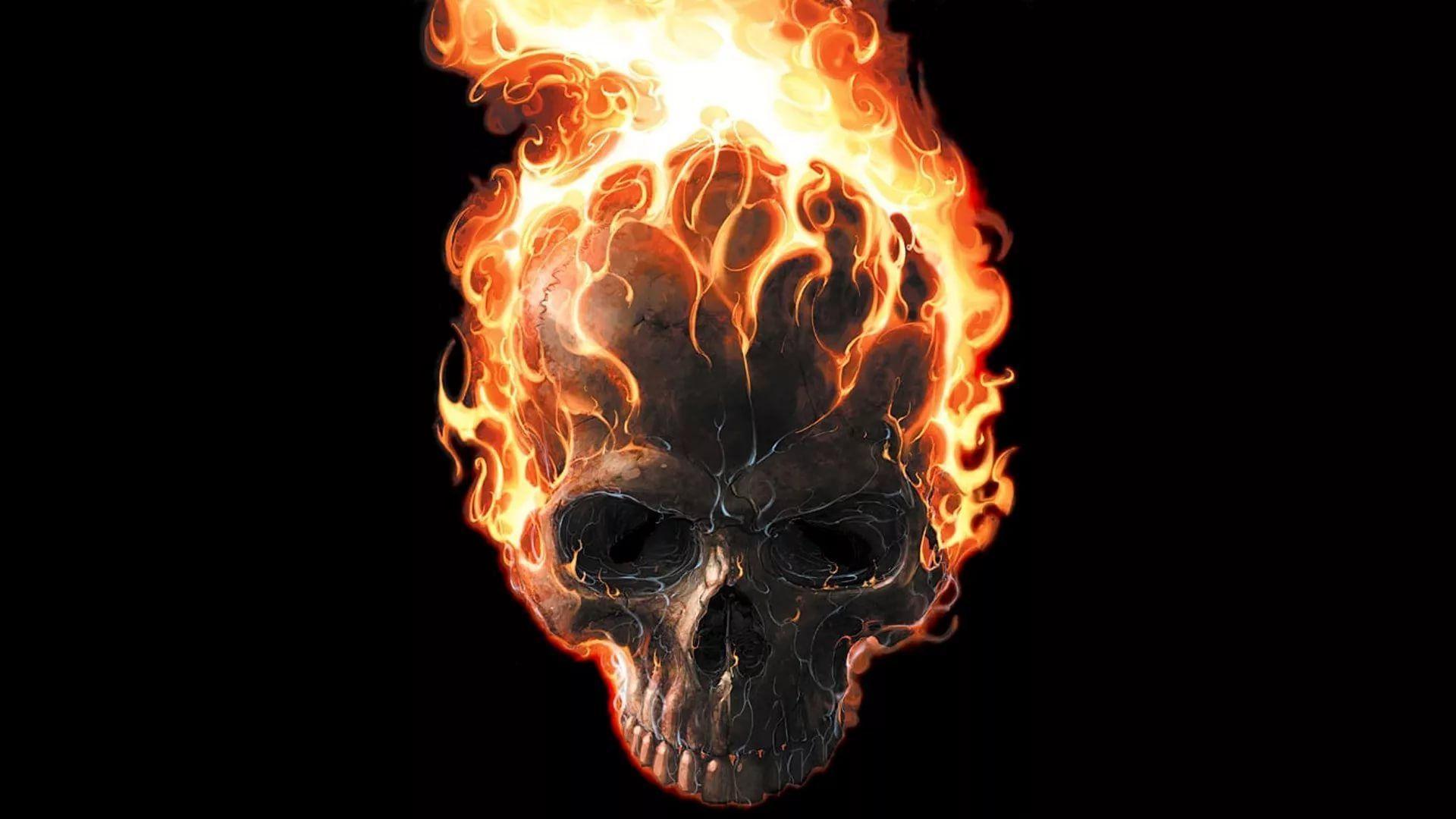 1920x1080 Flaming Skull Wallpaper