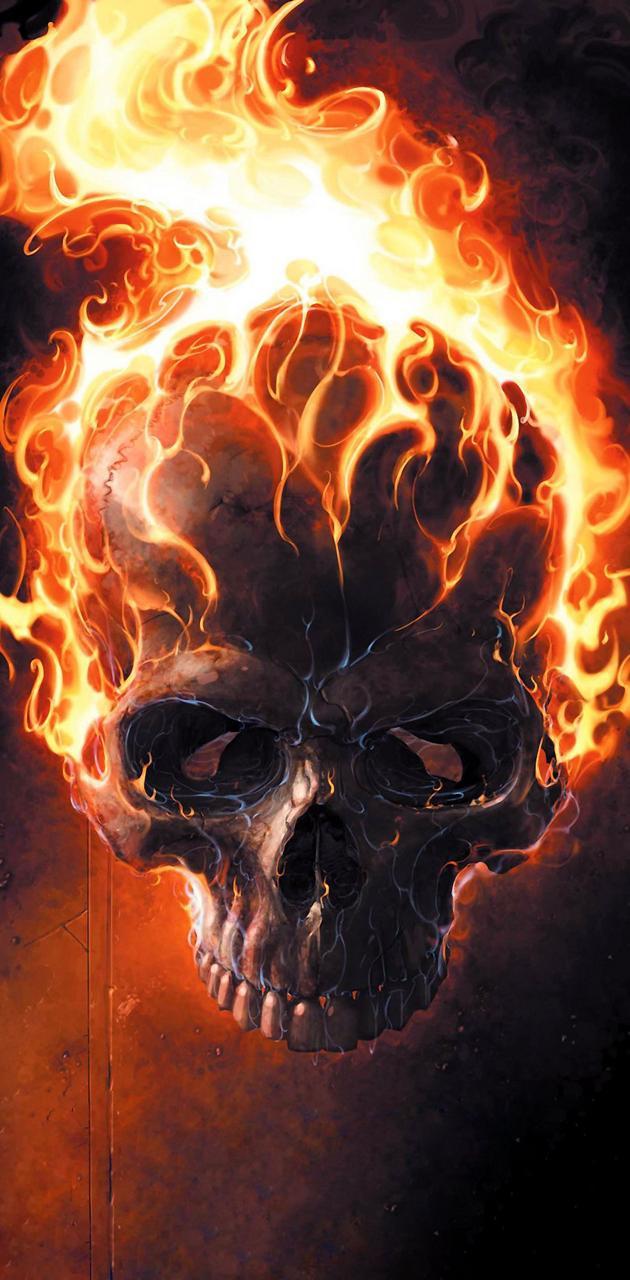 630x1280 Burning skull wallpaper