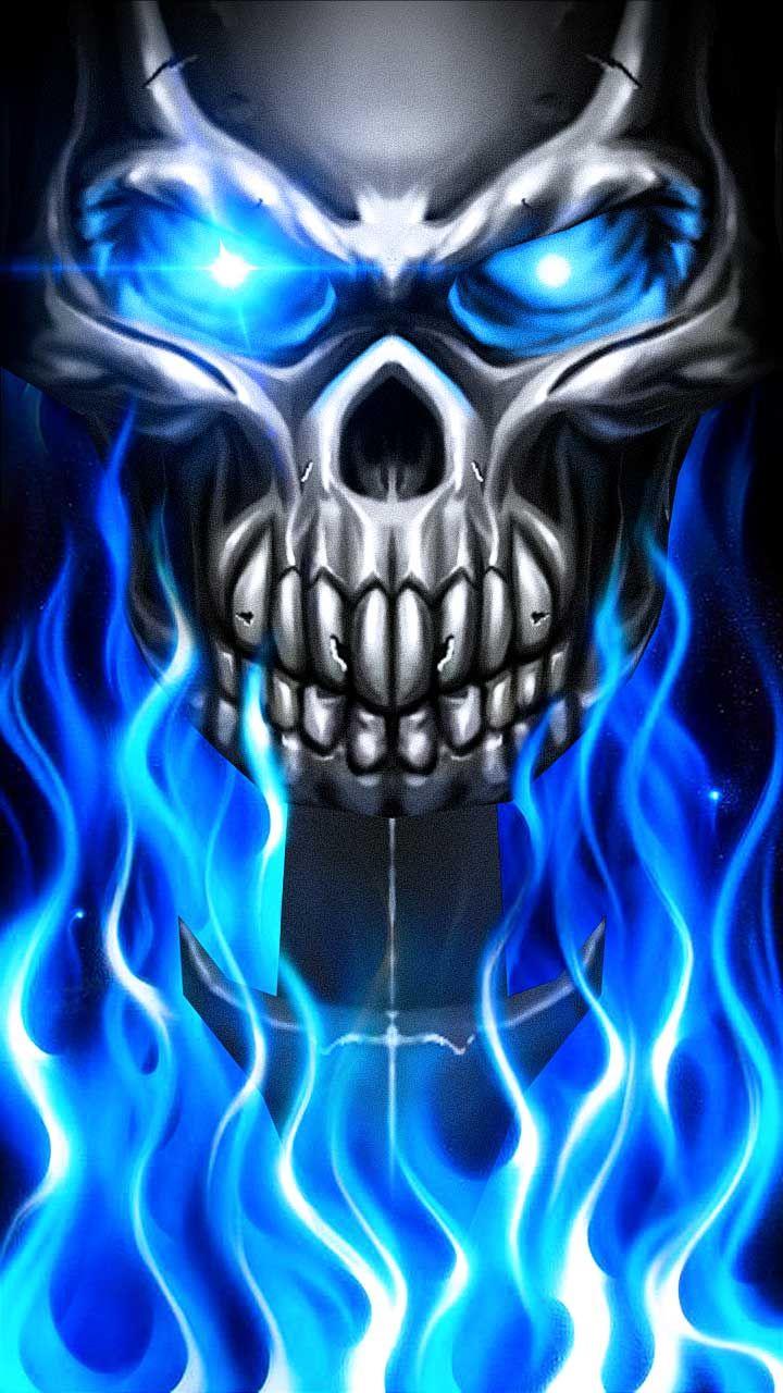 720x1280 Burning Skull Wallpaper