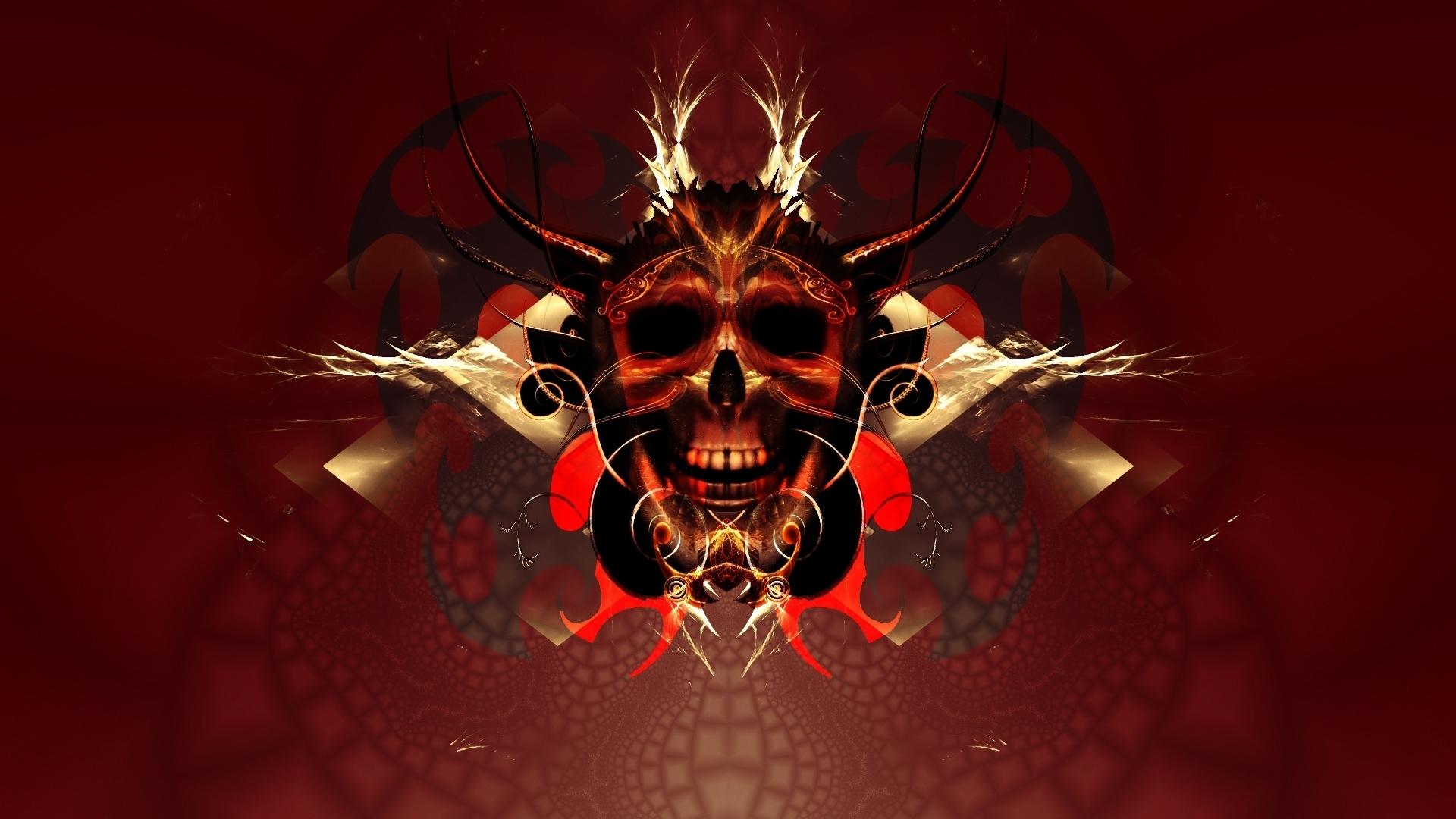 1920x1080 Burning Skull Wallpaper