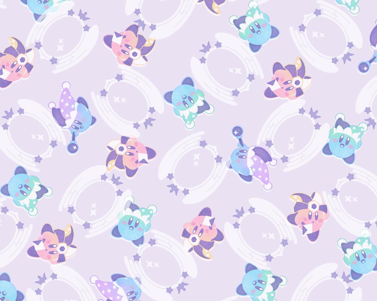 1280x1024 kirby wallpaper, pattern, wrapping paper, purple, lavender, design, clip art, gift wrapping, fictional character, illustration, graphics
