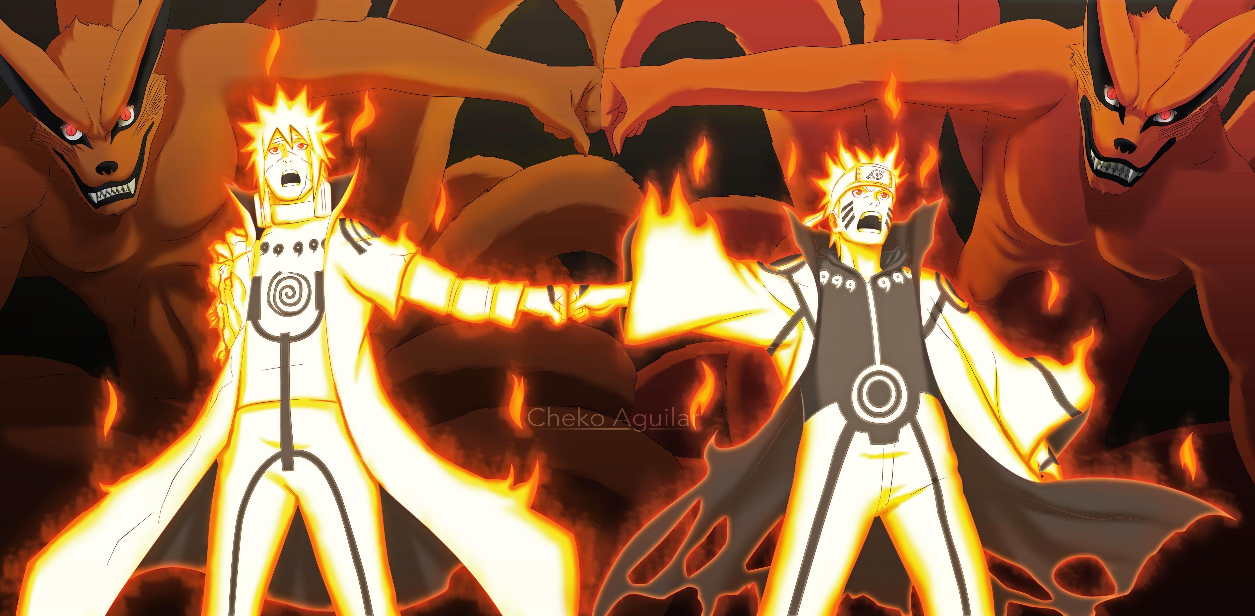 5000x2456 Anime #Naruto Kurama (Naruto) Minato Namikaze Naruto Uzumaki K #wallpaper #hdwallpaper #desktop. Naruto shippuden anime, Naruto wallpaper, Minato
