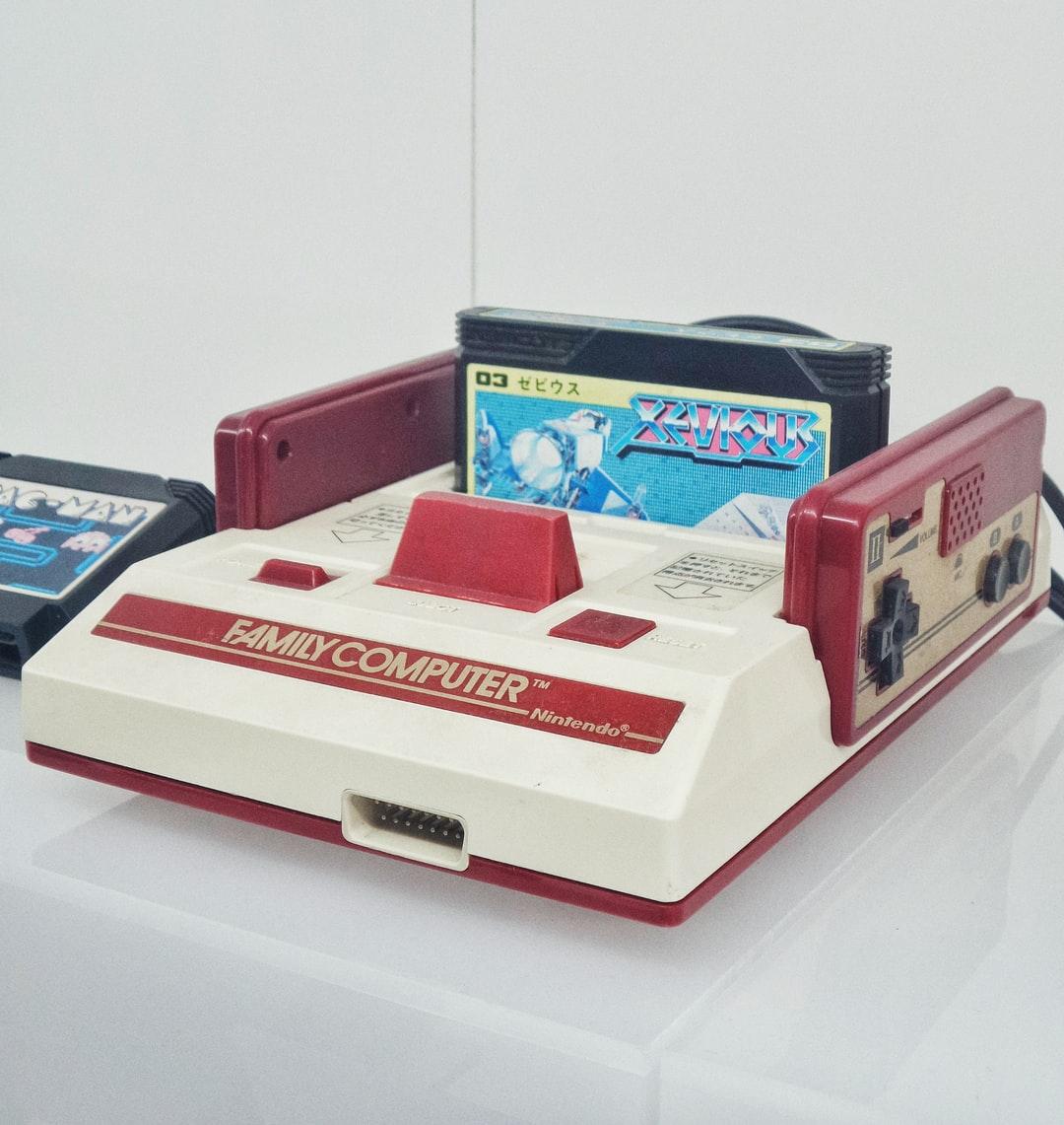 1080x1141 red and white Nintendo Family Computer console photo