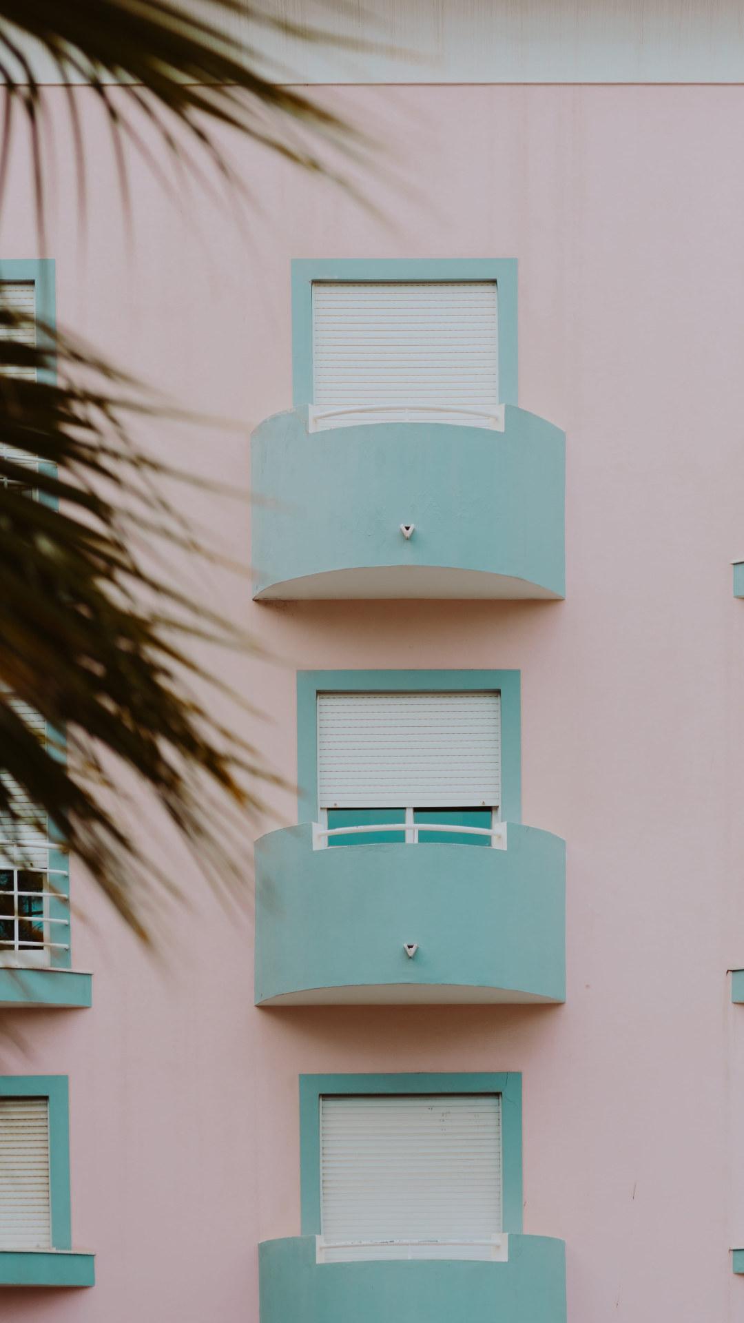 1080x1920 Pastel pink & light blue building wallpaper, Lagos, Portugal, minimal • Wallpaper For You HD Wallpaper For Desktop & Mobile