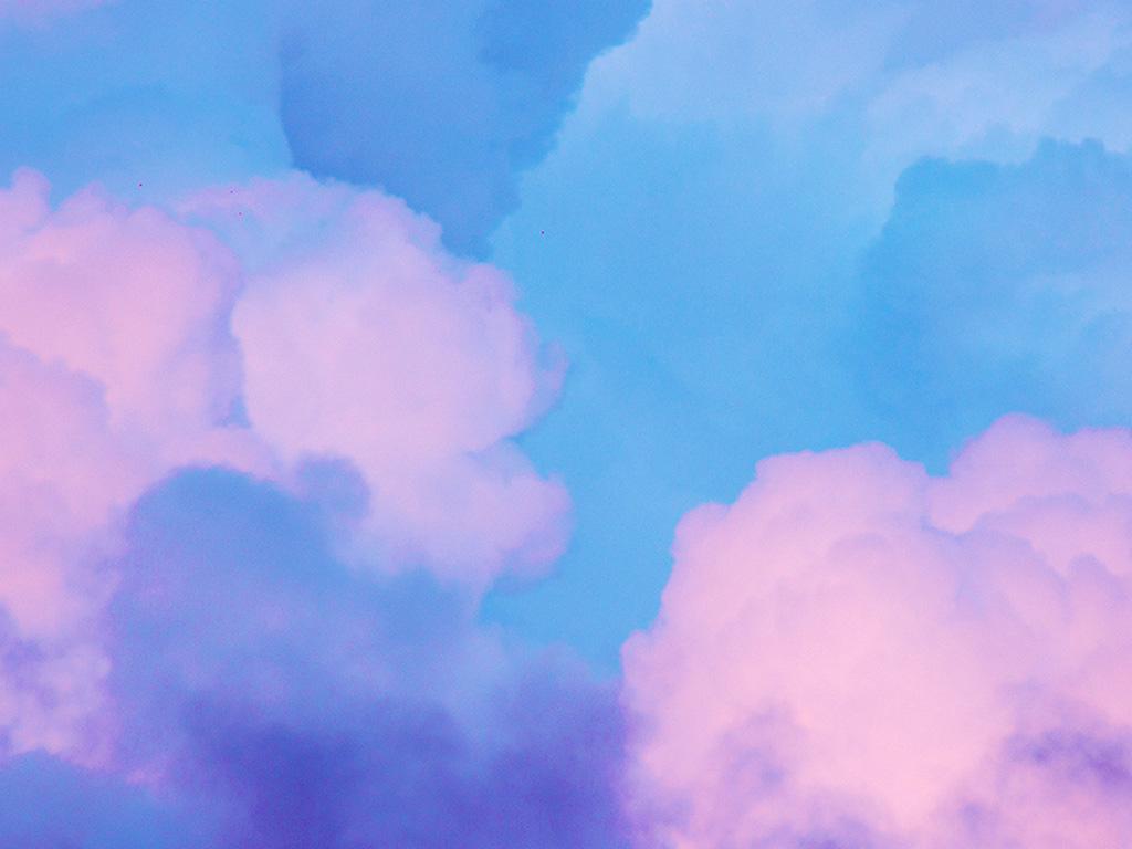 1024x768 Sky Blue Pastel Art Wallpaper