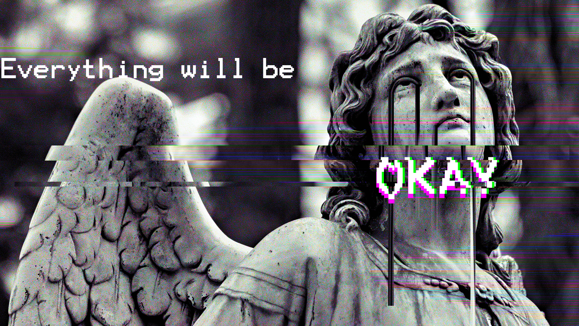 1920x1080 Wallpaper / glitch art, statue, vaporwave, Greek mythology free download