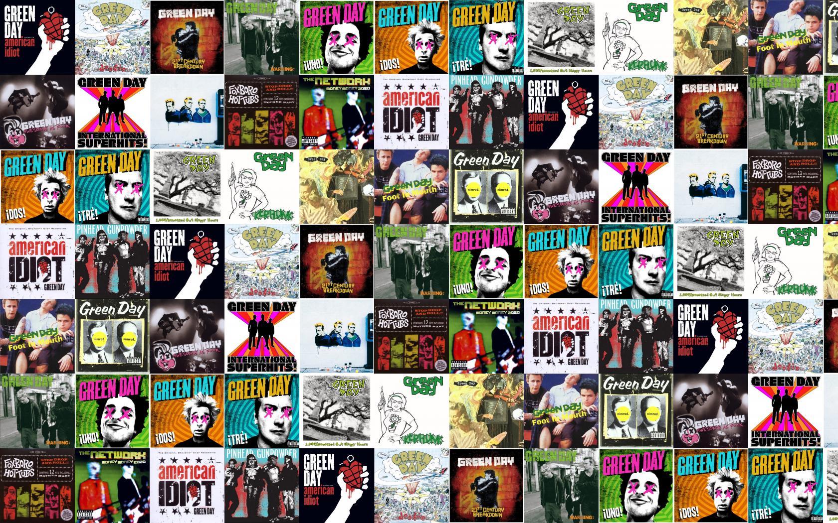1680x1050 collage, Tile, Tiles, Music, Green, Day, Punk, Pop punk Wallpaper HD / Desktop and Mobile Background