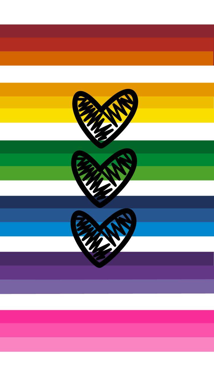 750x1334 Rainbow Stripes With Hearts. IPhone 6 6s Wallpaper. By Amy Raymond