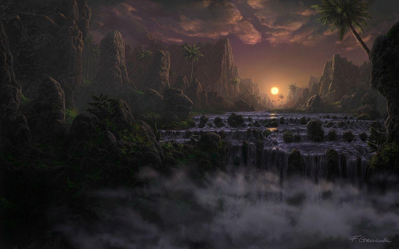 1280x800 my precious art of animation. Fantasy art landscapes, Waterfall wallpaper, Fantasy landscape