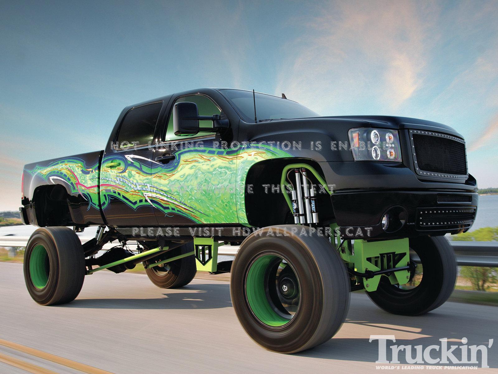 1600x1200 envy lifted truck black green flame cars gmc