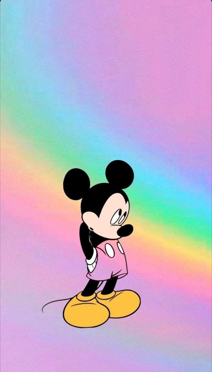 730x1280 Cute, Dream, Rainbow And Background Wallpaper Mickey Mouse HD Wallpaper