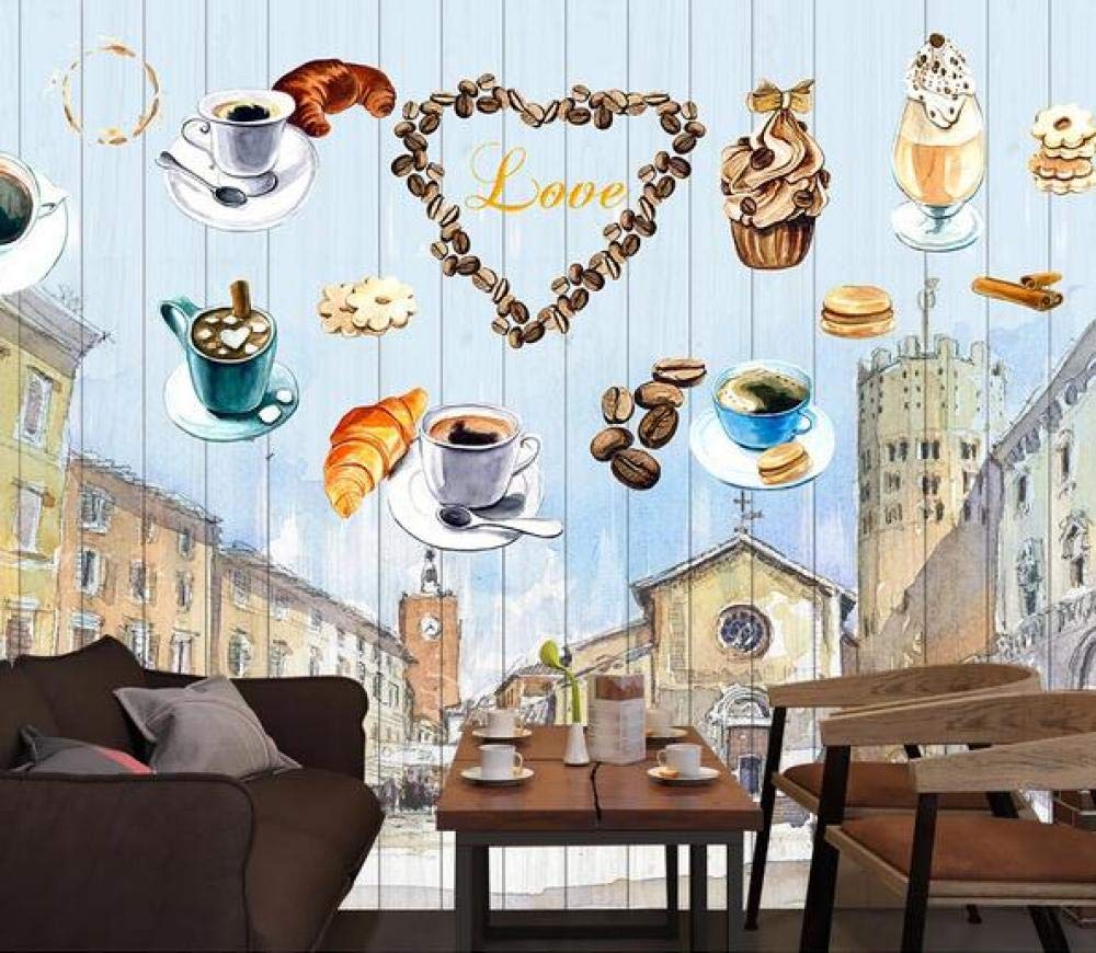 1000x870 Buy Wall Decal Mural Watercolor Hand Painted Coffee And Landscape Cafe Dessert Shop Ice Cream Shop Pizza Shop Bakery Restaurant Photo Wallpaper 300cmx210cm Online