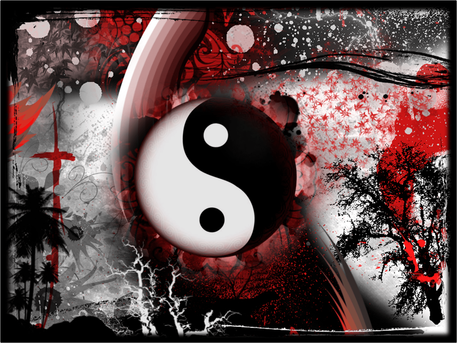 1506x1131 Red Black White Abstract Wallpaper