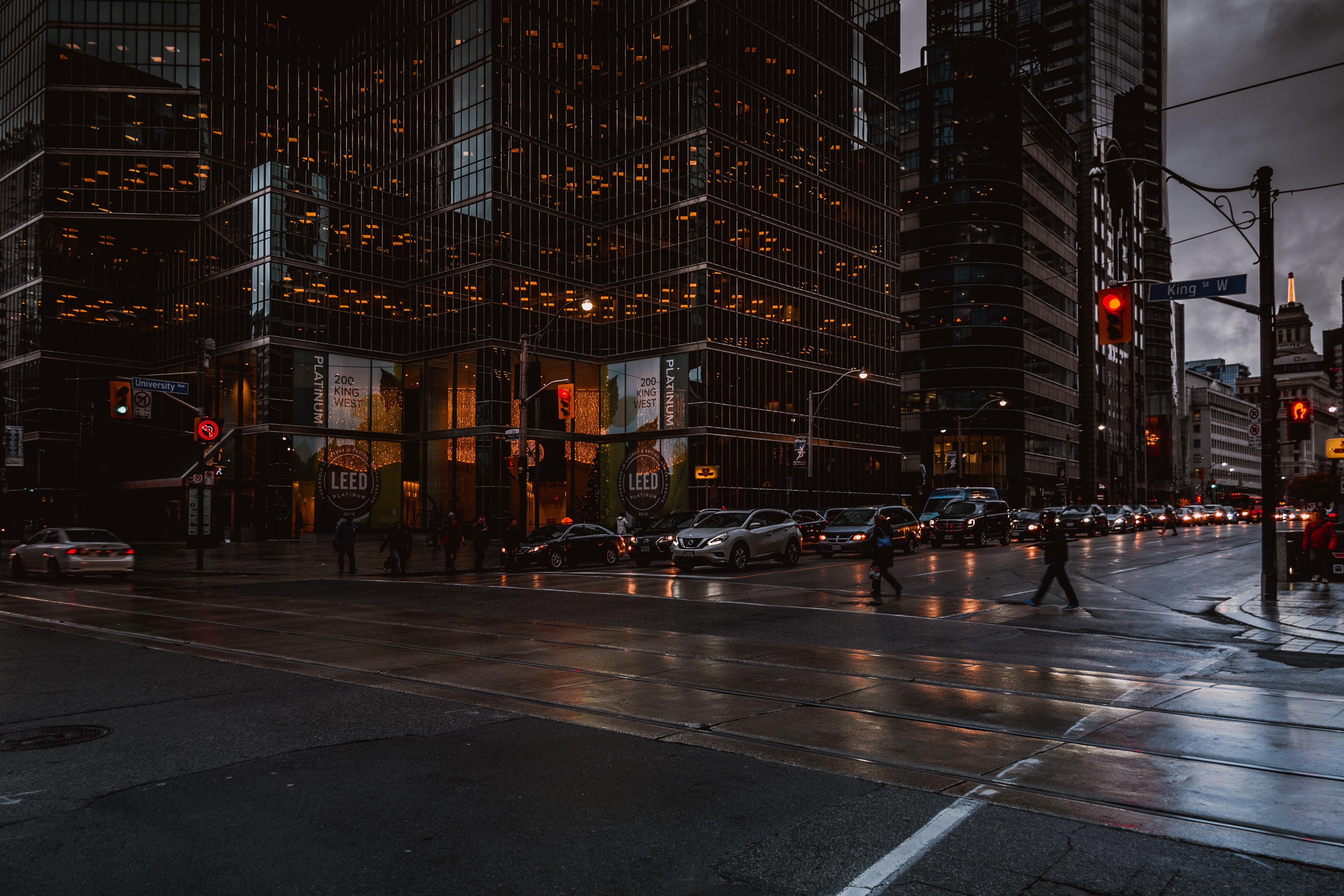 5472x3648 5472x3648 #architecture, #intersection, #traffic, #walking, #structure, #wet, #district, #street, #light, #transportation, #walk, #disk, #car, #office building, #building, #rain, #evening, #road, #tram, #Creative Commons image, #pedestrian
