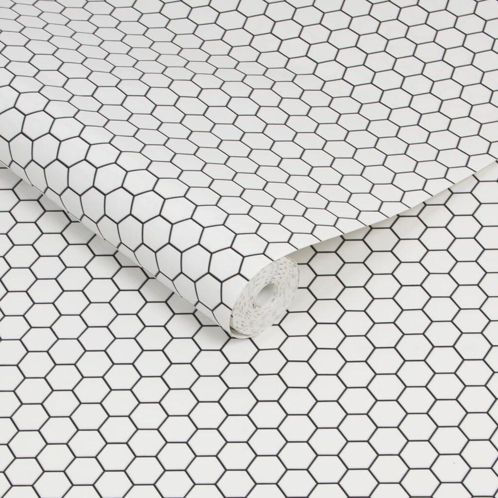 1024x1024 Hexagon Lattice White Wallpaper. Contour Kitchen & Bathroom Wallpaper