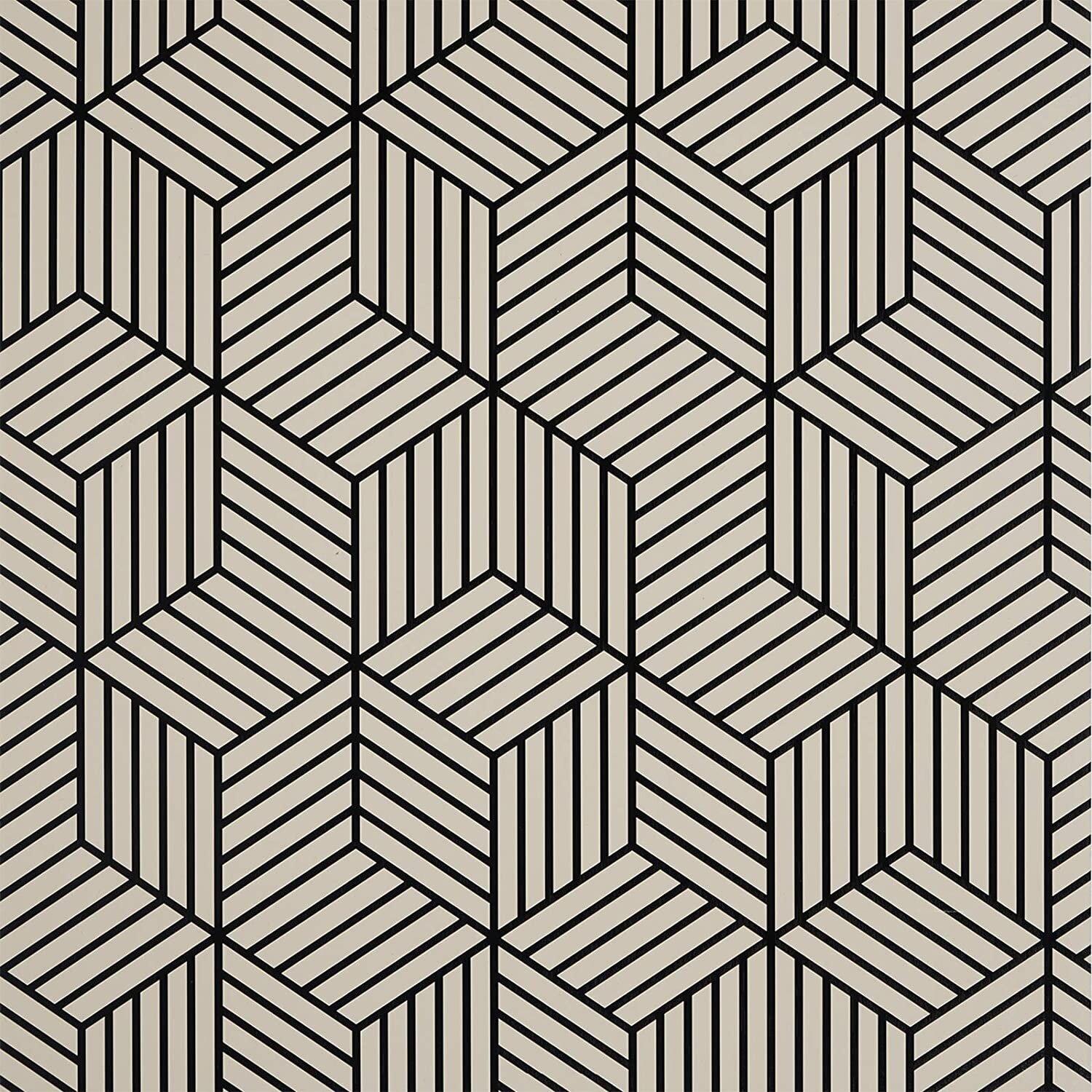 1500x1500 George Oliver 17.71X 394 Geometric Hexagon Wallpaper Contact Paper Peel And Stick Brown And Black Hexagon Removable Self Adhesive Wallpaper Vinyl Film Shelf Paper & Drawer Liner Roll For Home Use
