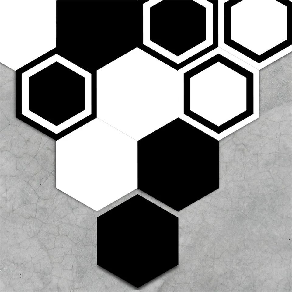 960x960 Black White Hexagon Floor Stickers Simple Generous Self adhesive Removable DIY Wallpaper For Living Room Bedroom Wall Decoration. Wall Stickers